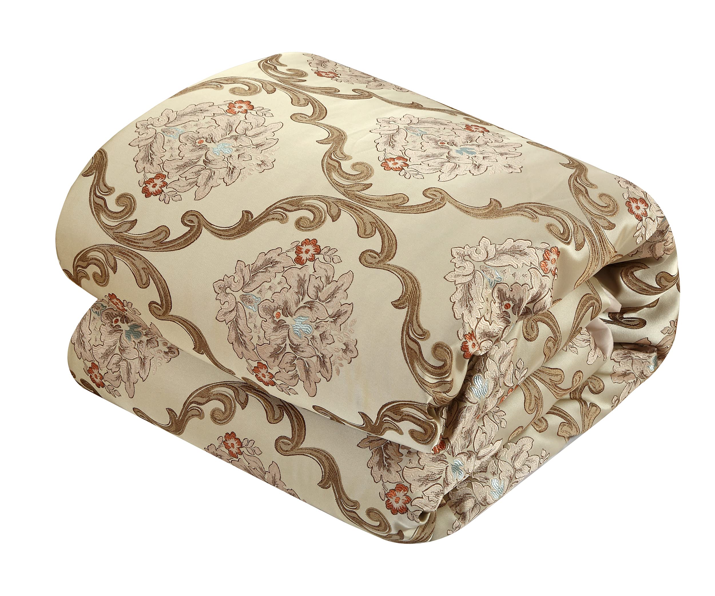 Chic Home Aubrey King Size Comforter Set with Bed Skirt, Shams & 3 Decorative Pillows - Hypoallergenic Jacquard Bedding in Beige | Perfect for Master Bedroom, Guest Room & Luxury Hotel Decor