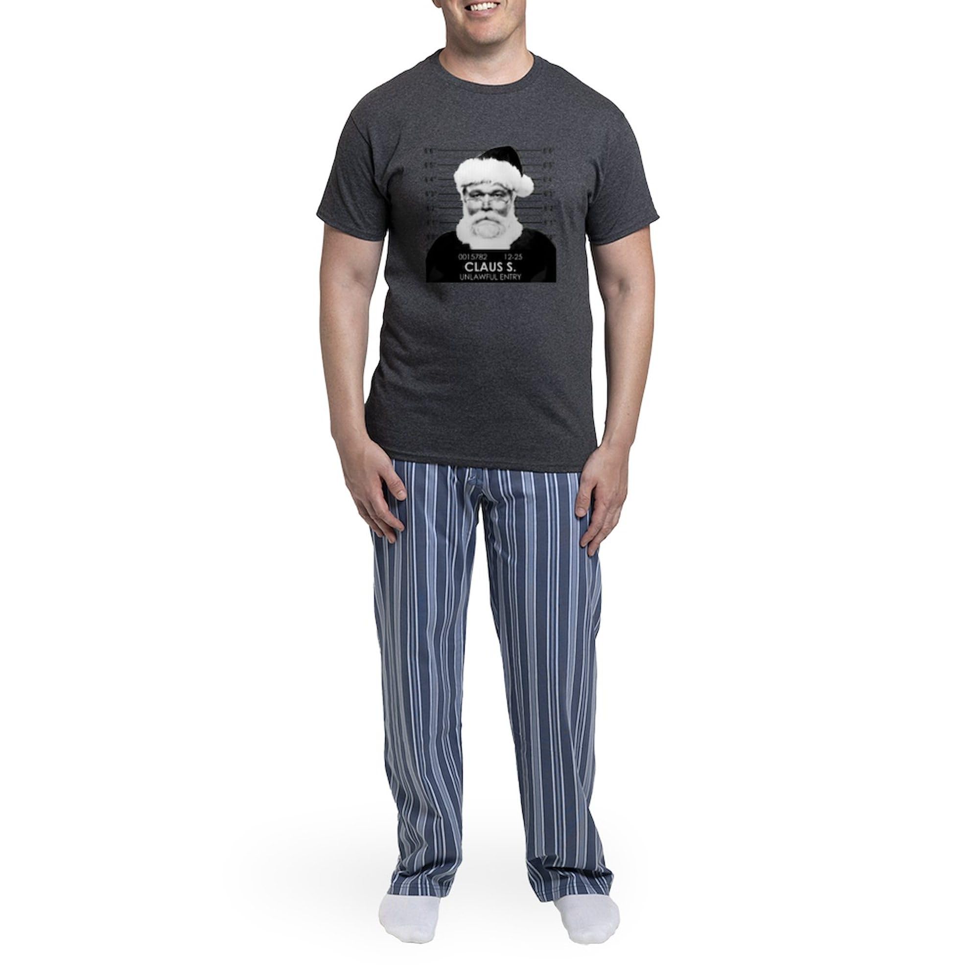 Santa Mugshot Men's Light Pajama Set - Charcoal Novelty Sleepwear for Christmas | Cozy Lounge & Holiday Gift for Him