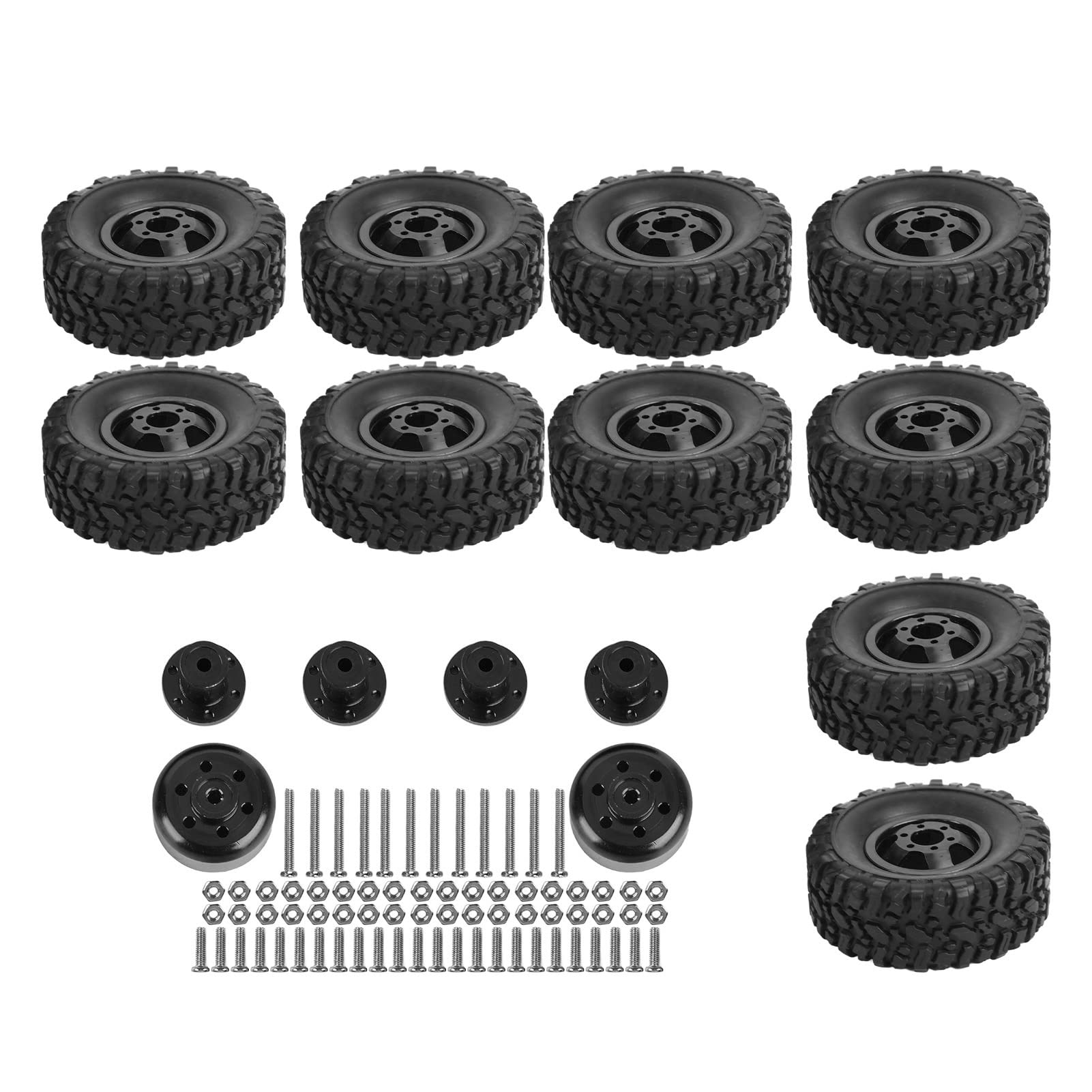 VGEBY 1/16 Scale RC Car Tires and Wheels Set - 6WD Aluminum Alloy Hub with Rubber Tires for WPL B24 B36 RC Truck Upgrades | Off-Road Crawler & Trail Performance Parts