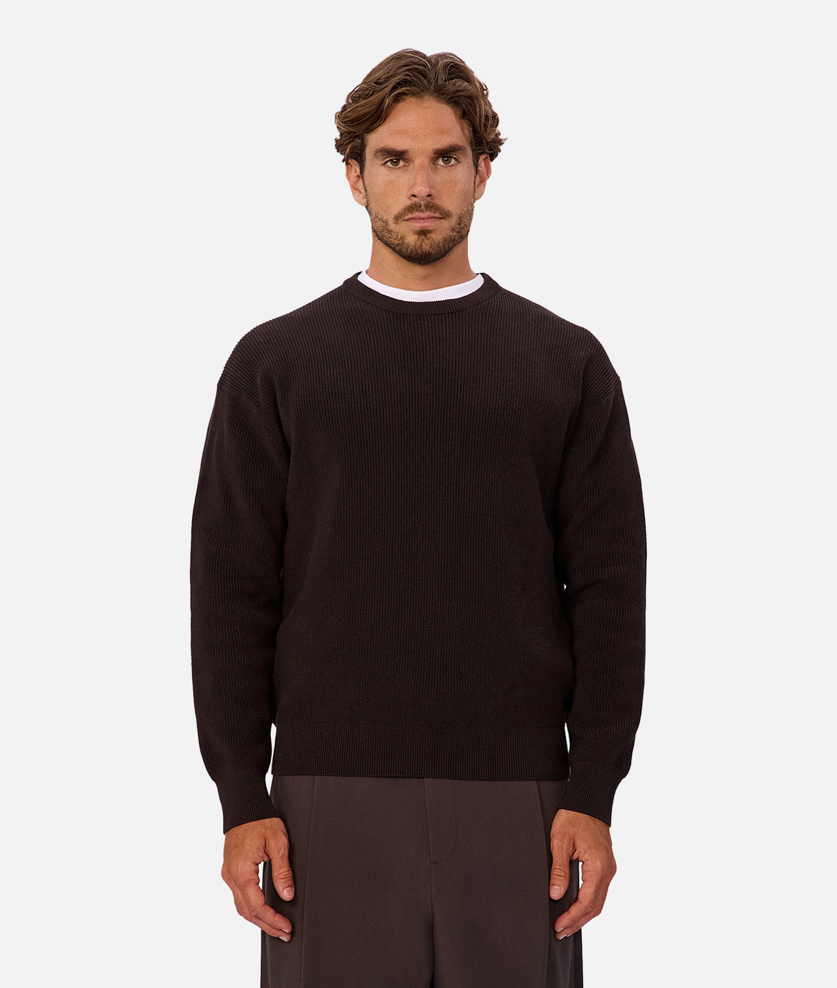 The New England Crew Knit Sweater - Soft & Warm Espresso Brown Pullover for Men | Perfect for Fall & Winter Outfits, Casual Wear & Cozy Layering