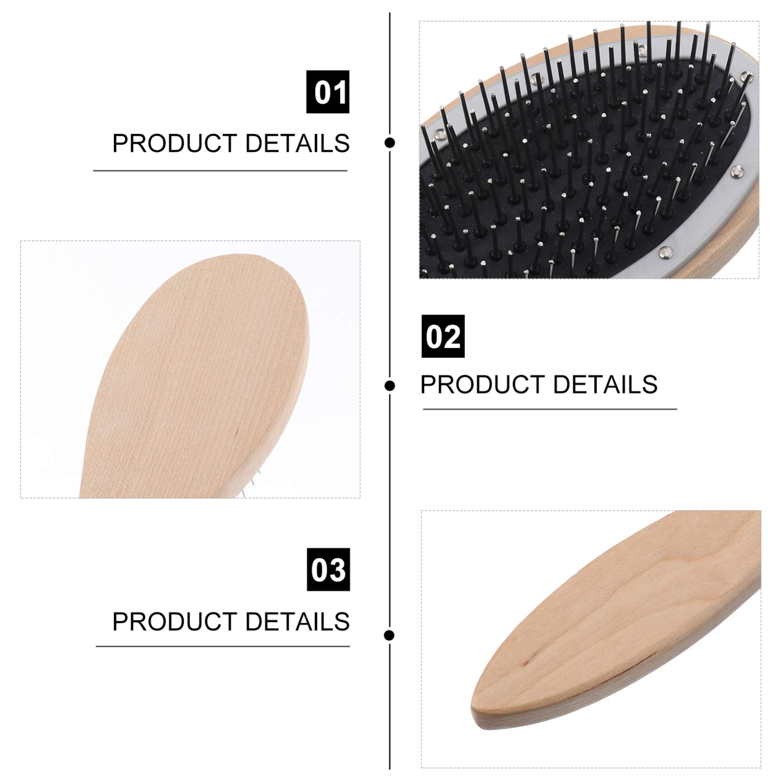 2pcs Wooden Hair Brush with Steel Bristles - Detangling Comb for Smooth Hair Care