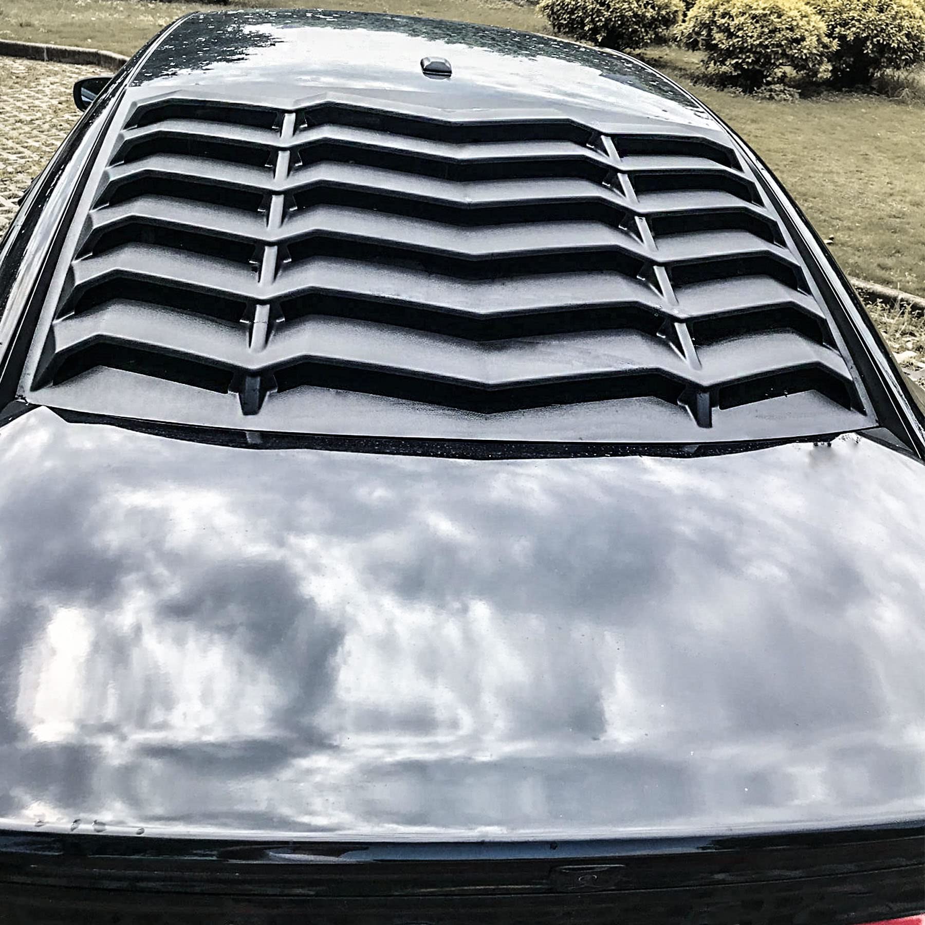LE-JX Matte Black Rear + Side Window Louver Cover 2-Piece Set for 2011-2021 Dodge Charger | GT Lambo Style Custom Fit | All-Weather ABS | Enhances Style & Privacy for Car Enthusiasts