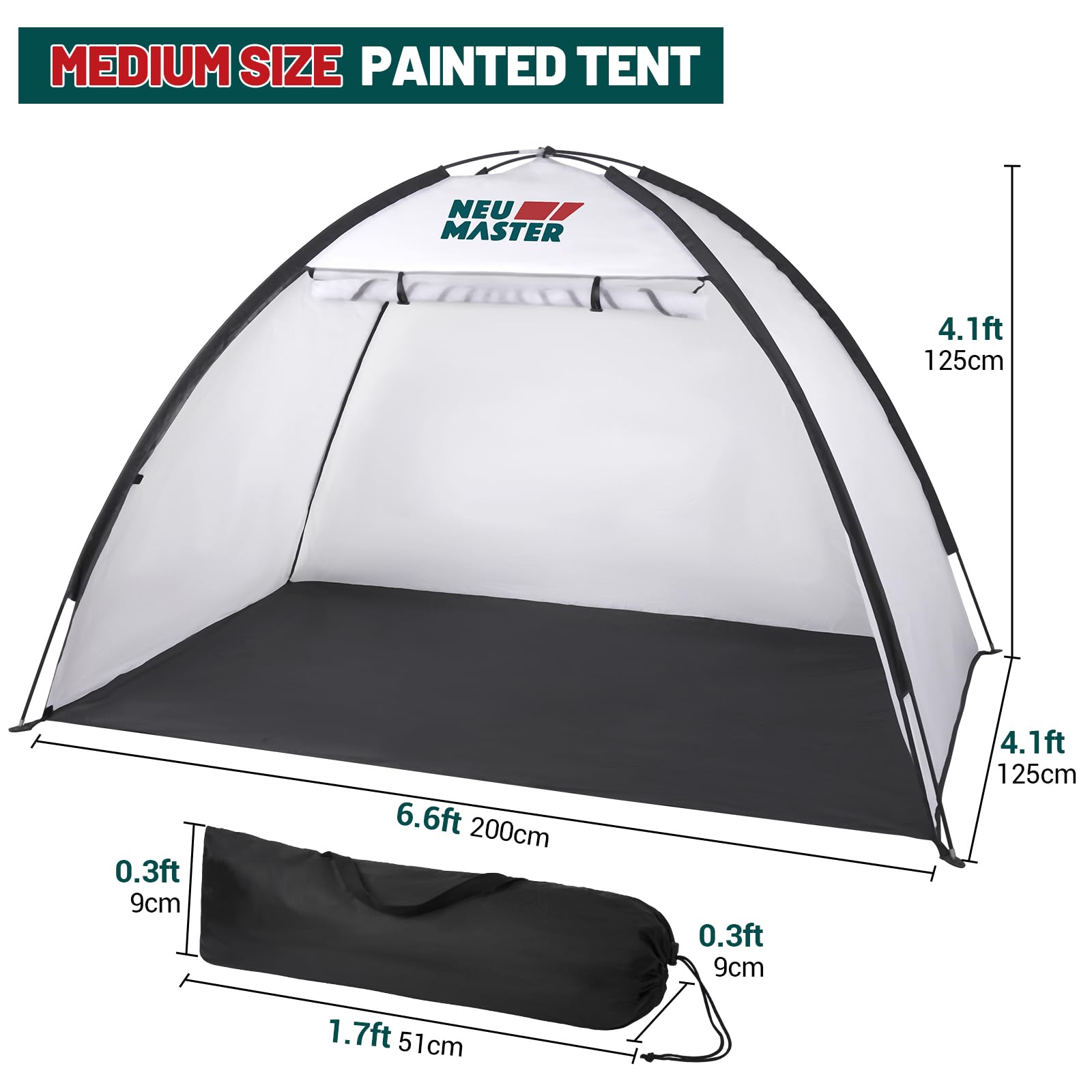 NEU MASTER Medium Paint Tent for Spray Painting - 6.6x4.1x4.1ft Portable DIY Paint Booth for Hobbyists & Small Furniture Projects | Perfect for Home Workshops, Art Studios & Garage Painting