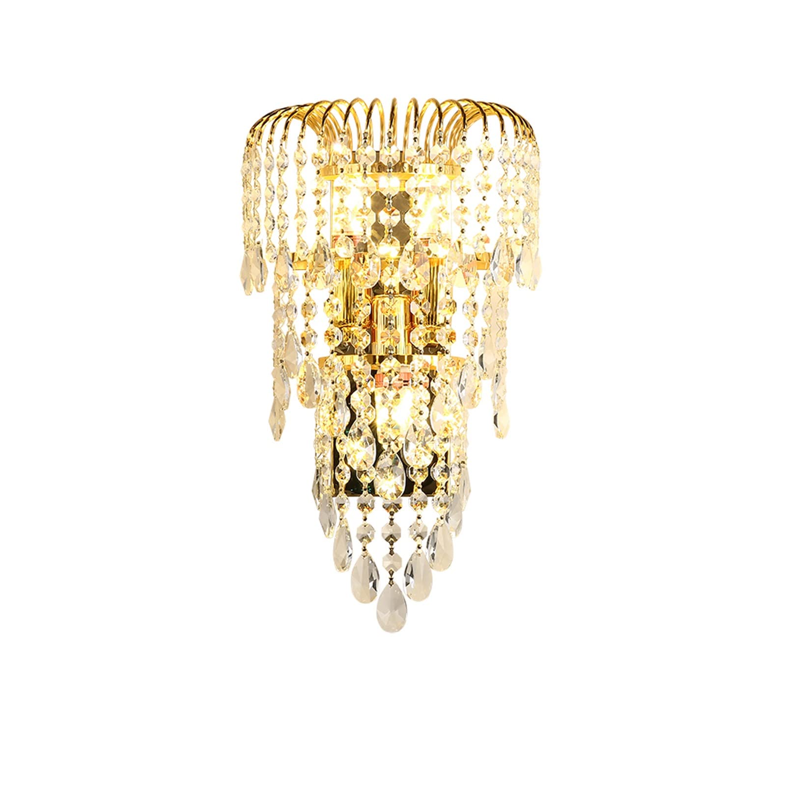 IXART Luxury K9 Crystal Wall Lamp - Gold Modern Wall Light for Living Room, Bedroom & Bedside - Elegant Home Decor & Ambient Lighting for Relaxation