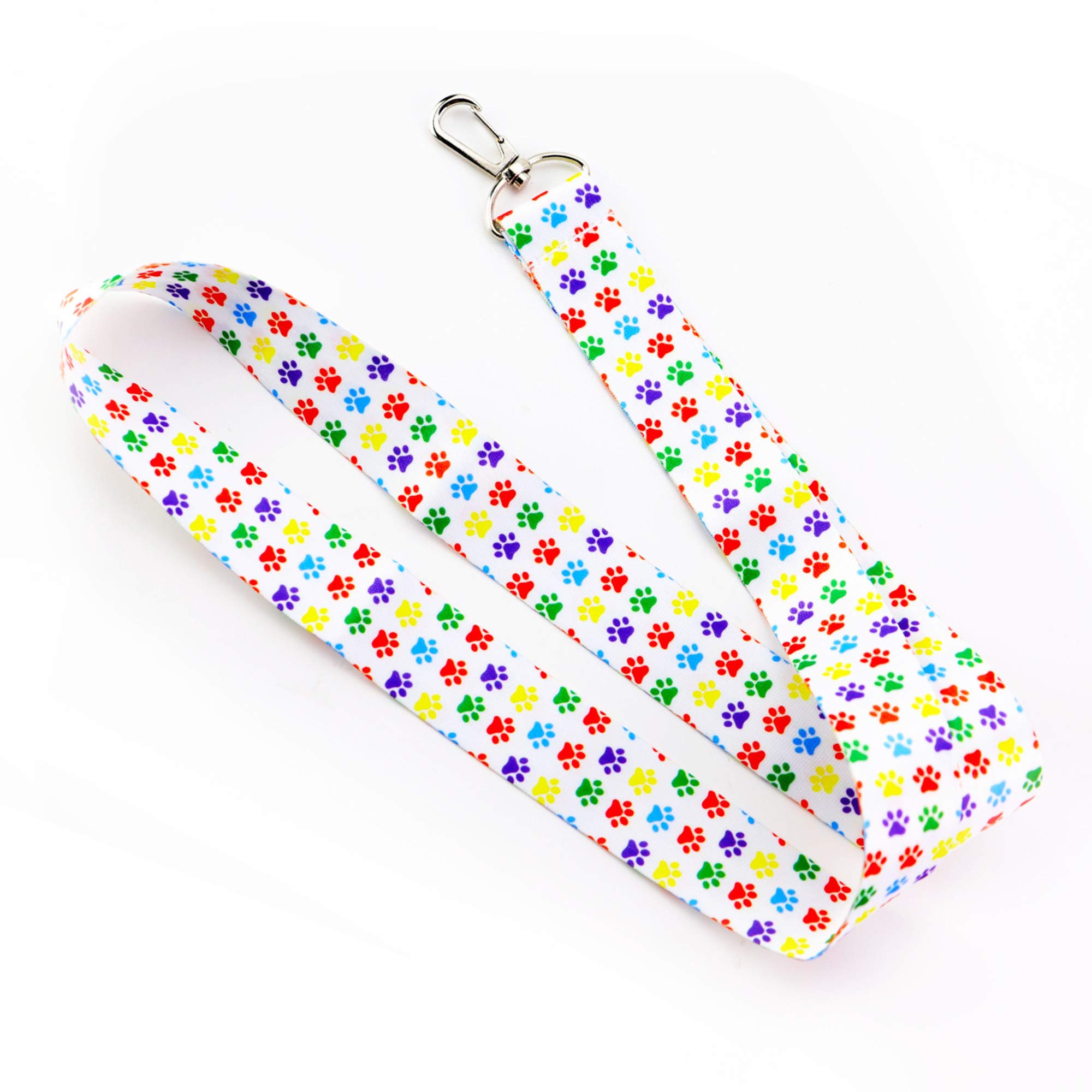 Colorful Dog Paw Keychain Lanyard for Dog Lovers - ID Badge Holder for Work & Travel