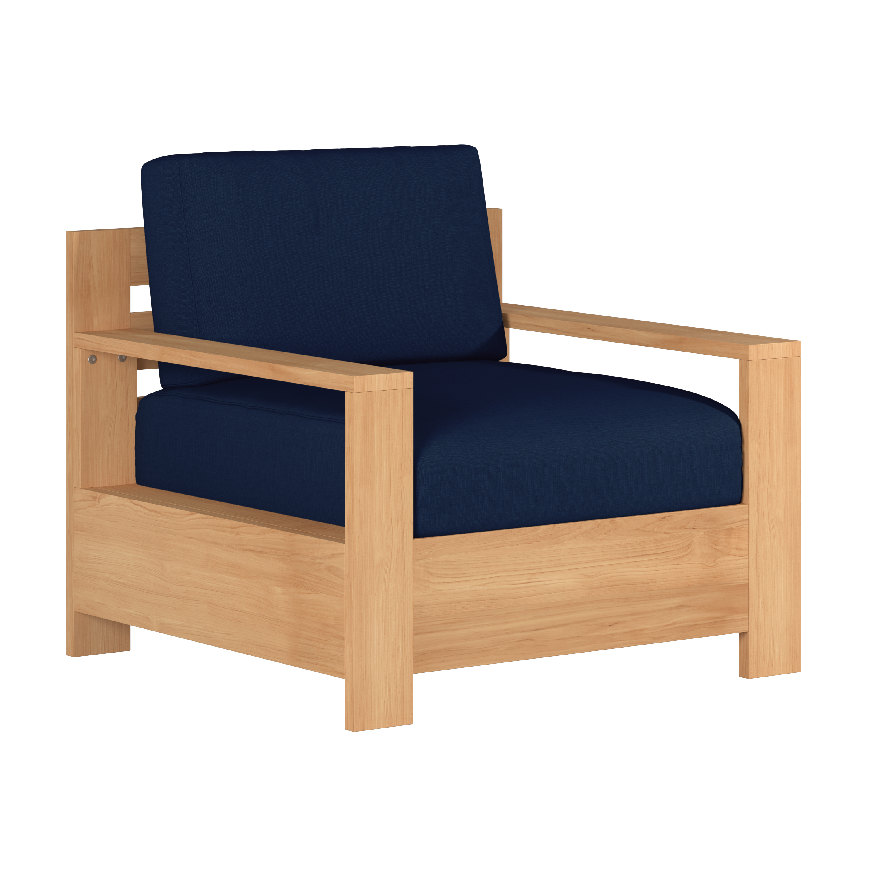 Lothair 4-Piece Teak Outdoor Patio Deep Seating Set with Sunbrella Navy Cushions - Durable All-Weather Furniture for Backyard, Poolside & Garden Relaxation