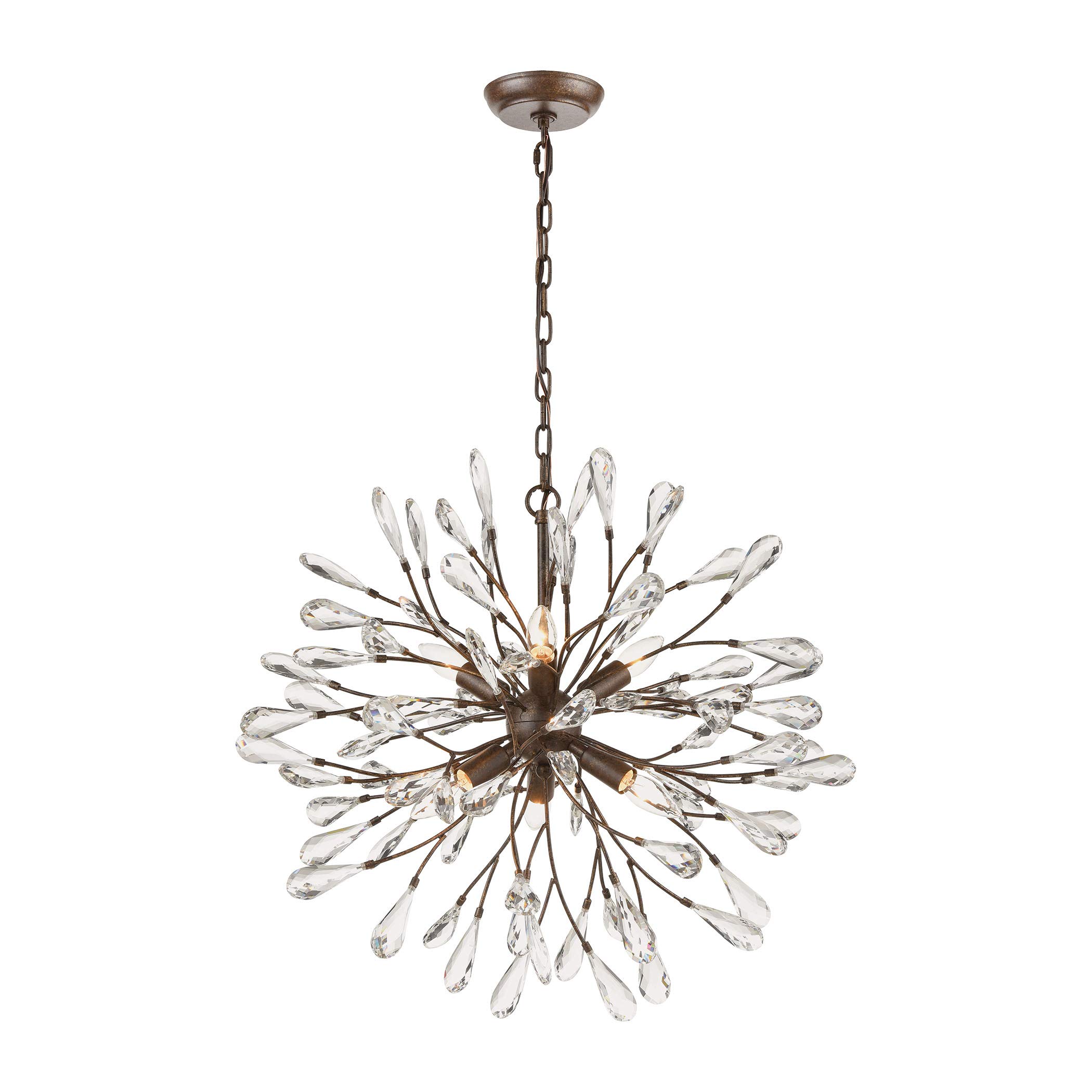 Crislett 6-Light Chandelier in Sunglow Bronze with Clear Crystal - Elegant Dining Room Lighting Fixture for Home Decor