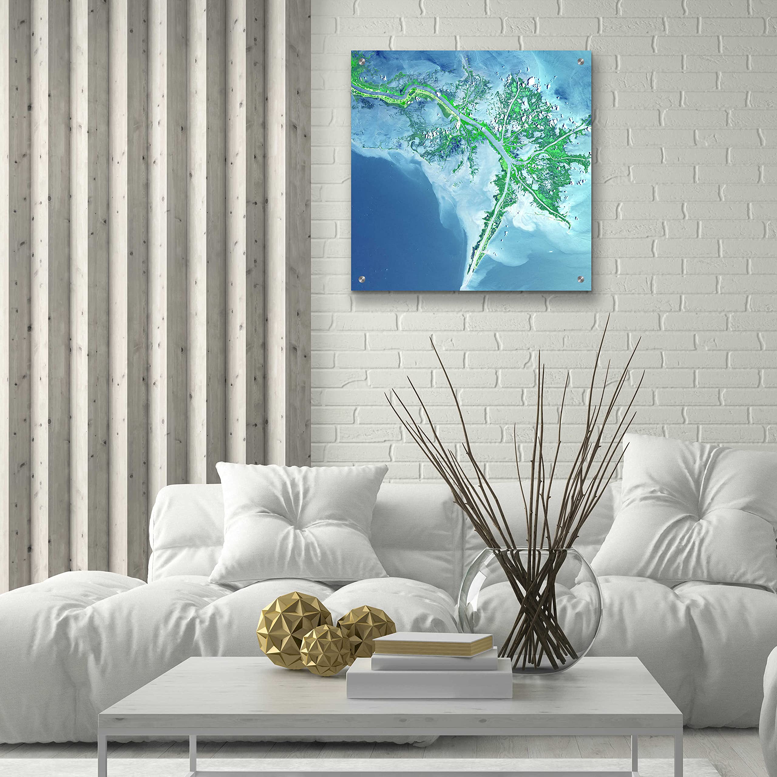Epic Art 'Earth as Art: Mississippi River Delta' Acrylic Glass Wall Art - 24x24 Inch Modern Home Decor - Perfect for Living Room, Bedroom & Office Wall Decor
