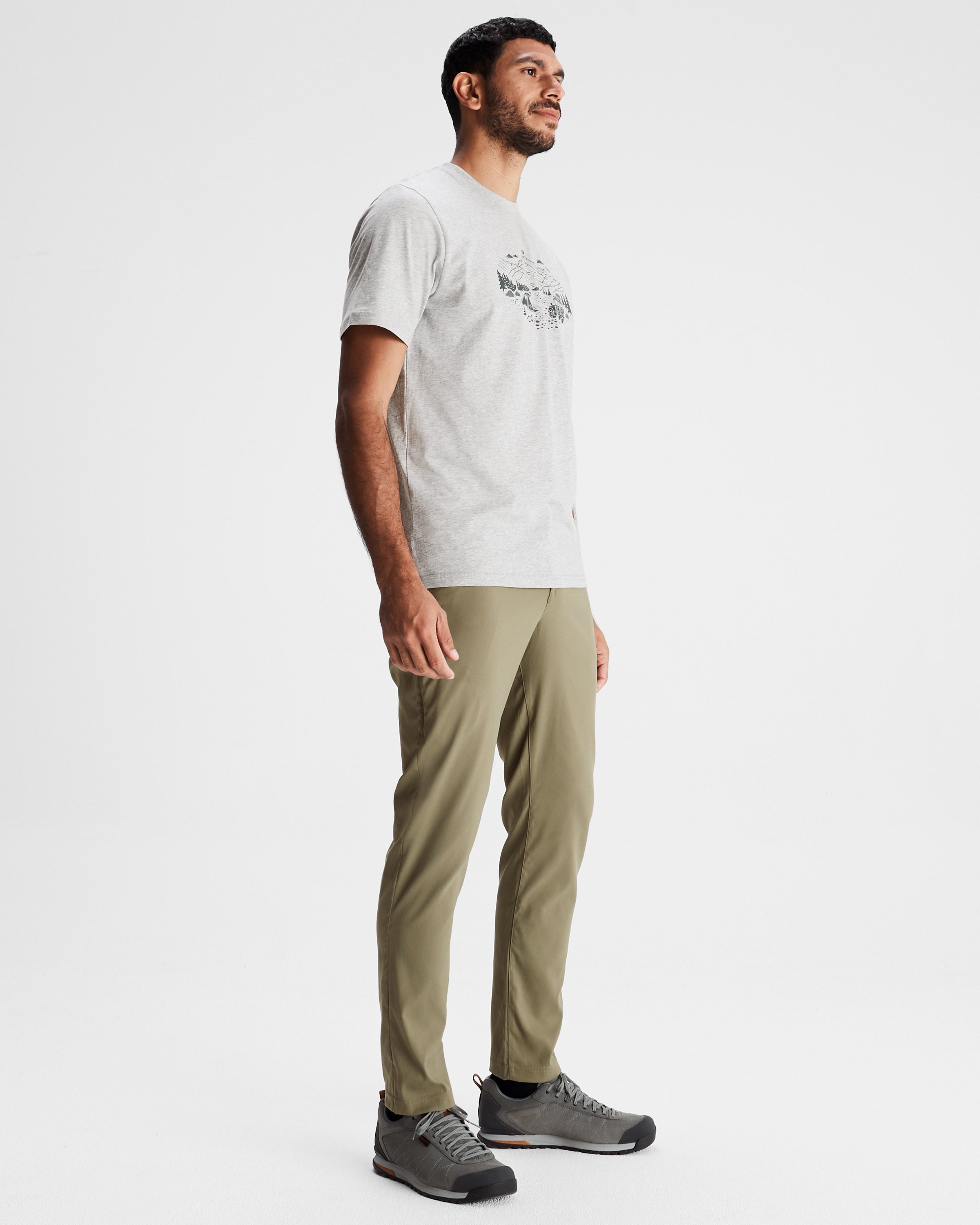 Premium Men's Ridgeline Organic Cotton T-Shirt - Light Grey Marle - Soft & Breathable Casual Tee for Everyday Wear, Gym, and Outdoor Activities