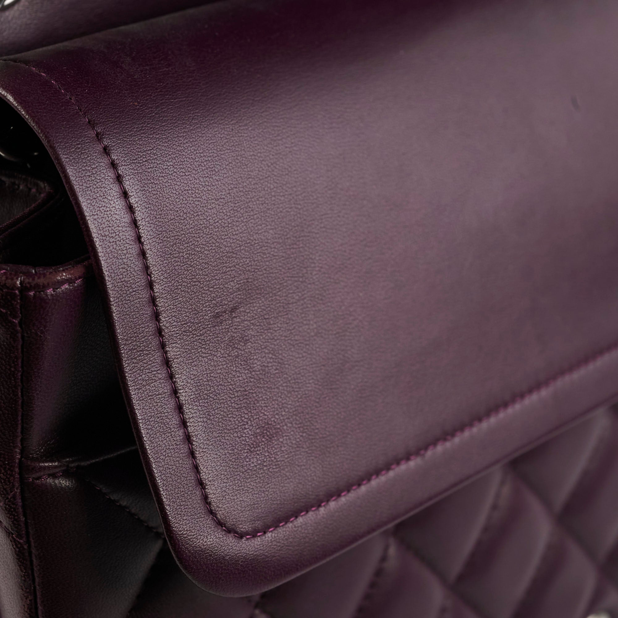 Authentic Chanel Maxi Lambskin Jumbo Flap Bag in Dark Purple - Luxury Designer Handbag for Women, Perfect for Evening Events & Special Occasions