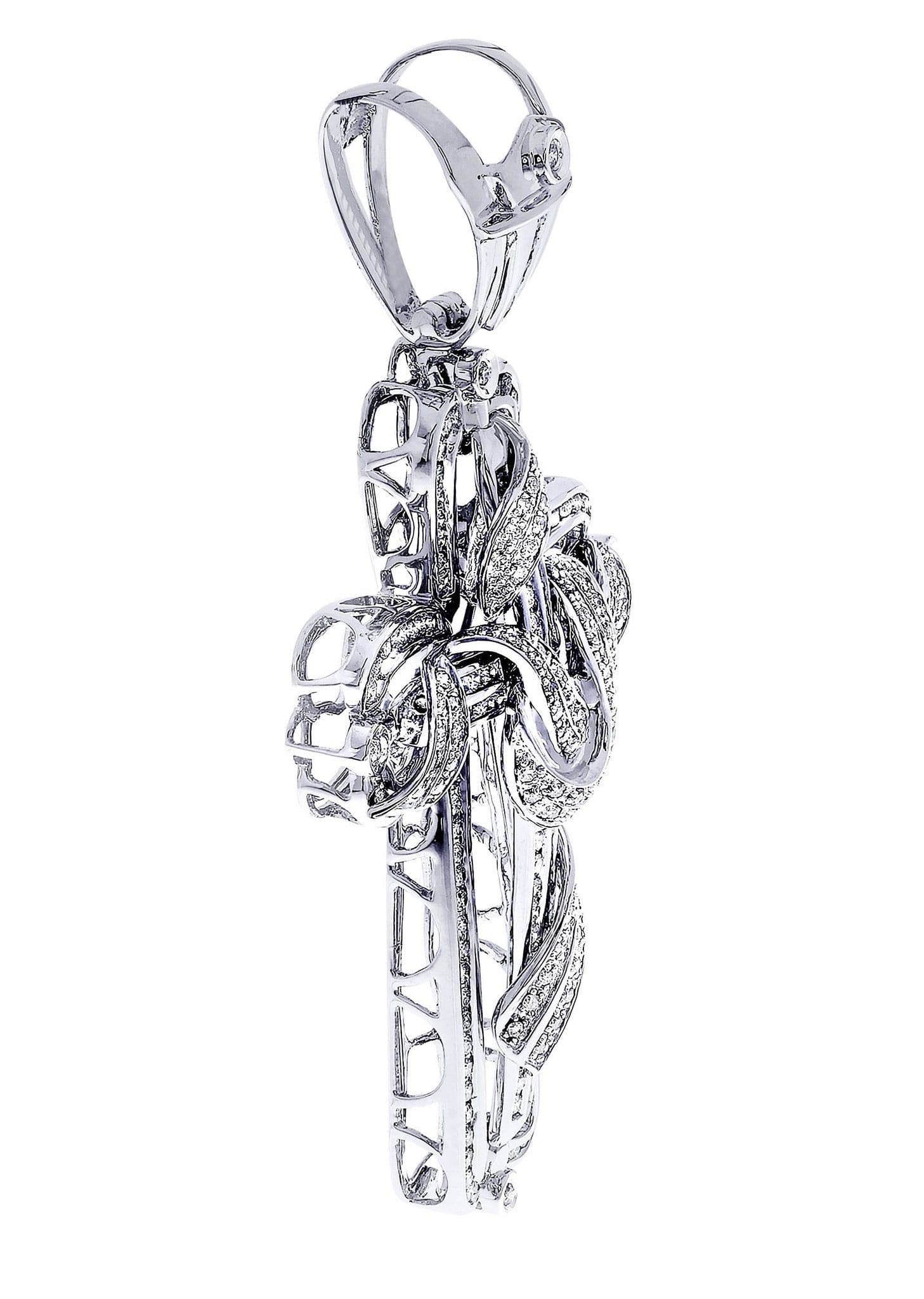 3.34 Carat Diamond Cross Pendant Necklace - 29.13 Grams Solid Gold Religious Jewelry for Women - Perfect for Baptism, First Communion & Special Occasions