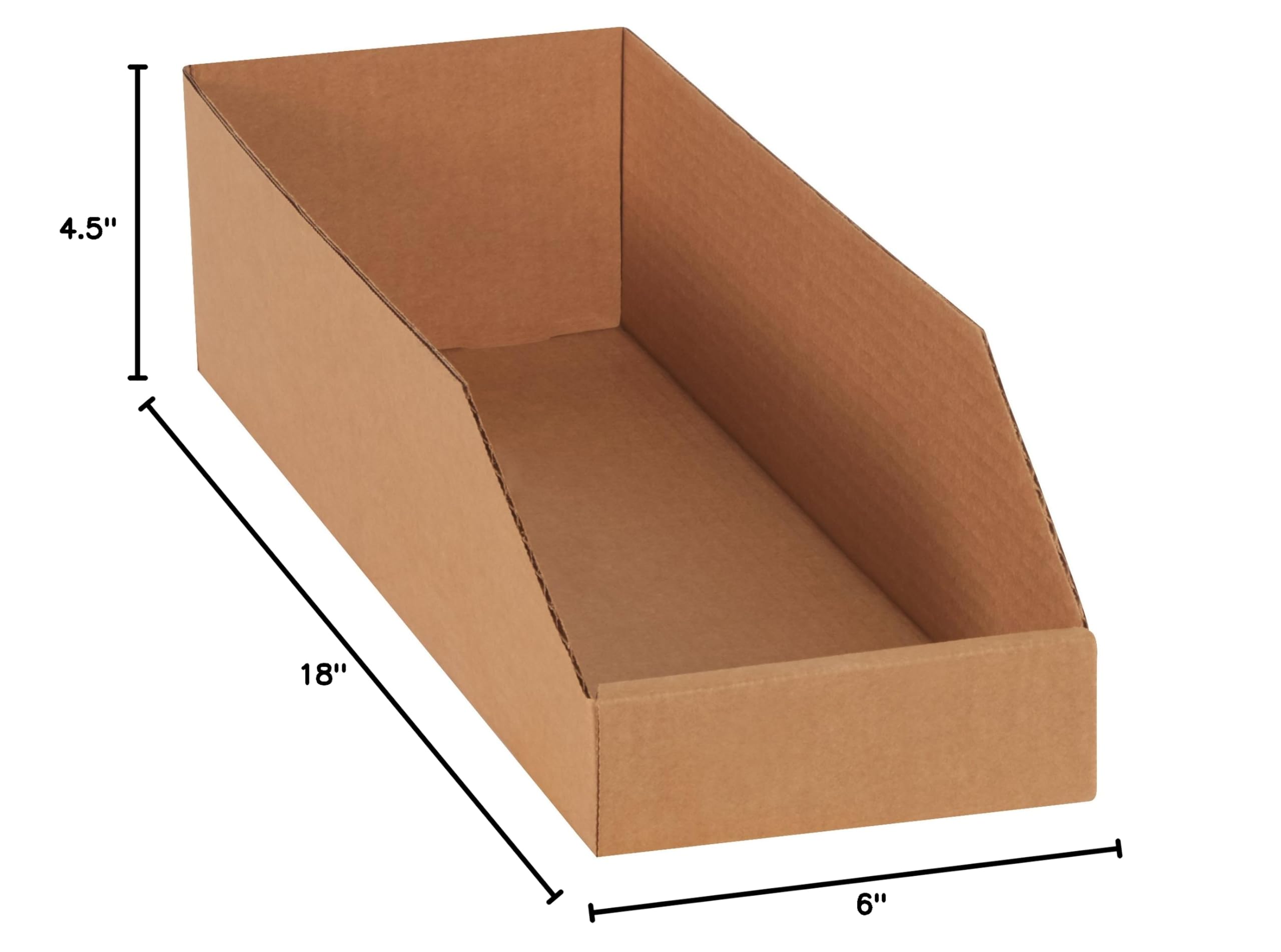 50 Pack Kraft Open Top Bin Boxes 6x18x4.5 Inches - Shipping, Storage & Moving Supplies for Home Office Warehouse Organization