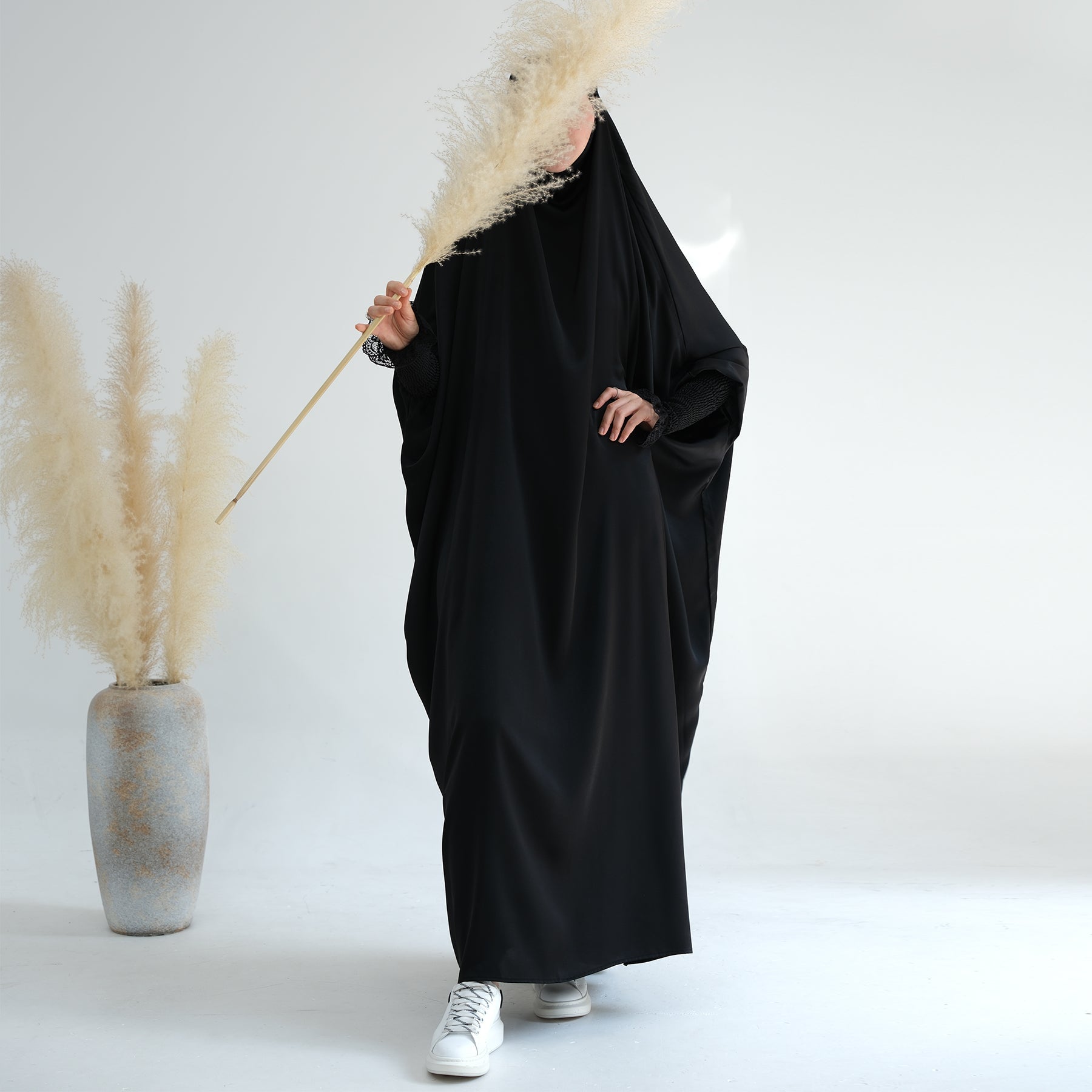 Marwa Satin Jilbab - Premium Black Muslim Headscarf for Women | Modest Fashion, Prayer & Everyday Wear
