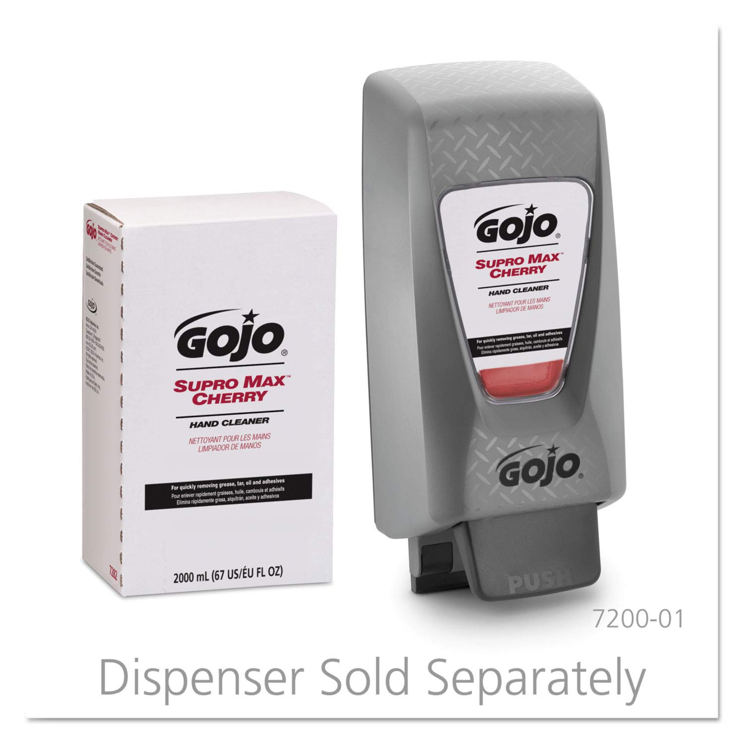GOJO SUPRO MAX Cherry Scented Heavy Duty Hand Cleaner Refill, 2000 mL (Pack of 4) – Industrial Strength for Mechanics, Workshops & Garages – 7282-04