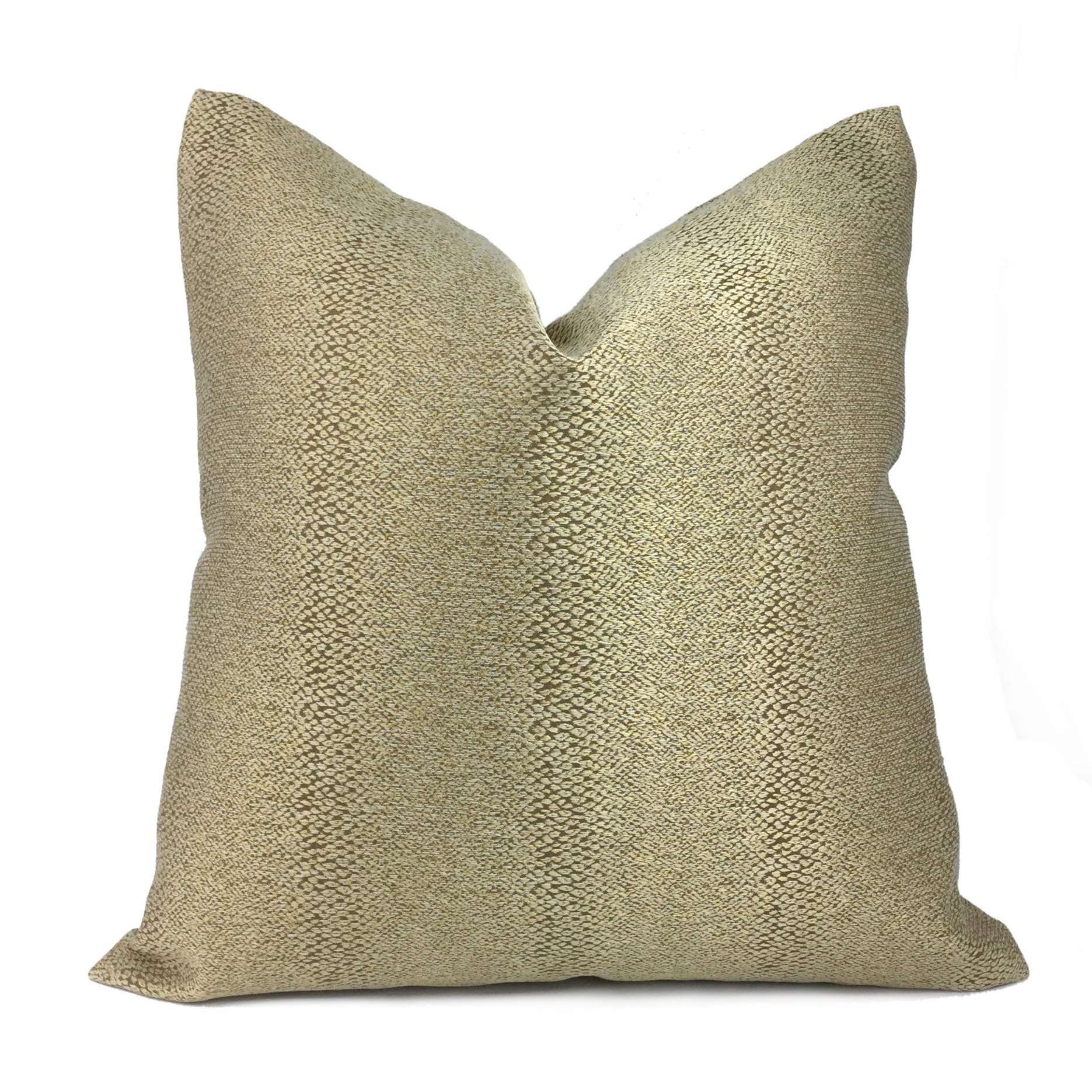 Robert Allen Glossy Slither Gold Faux Snakeskin Pillow Cover - Luxury Decorative Throw Pillow Case for Sofa, Bed & Home Decor - 18x18 Inches