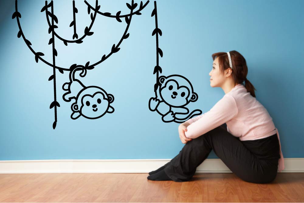 Adorable Baby Monkey Jungle Wall Sticker - 8x10 Inch Vinyl Decal for Kids Room, Nursery & Kindergarten Decor | Perfect for Wildlife Theme Bedrooms & Playrooms