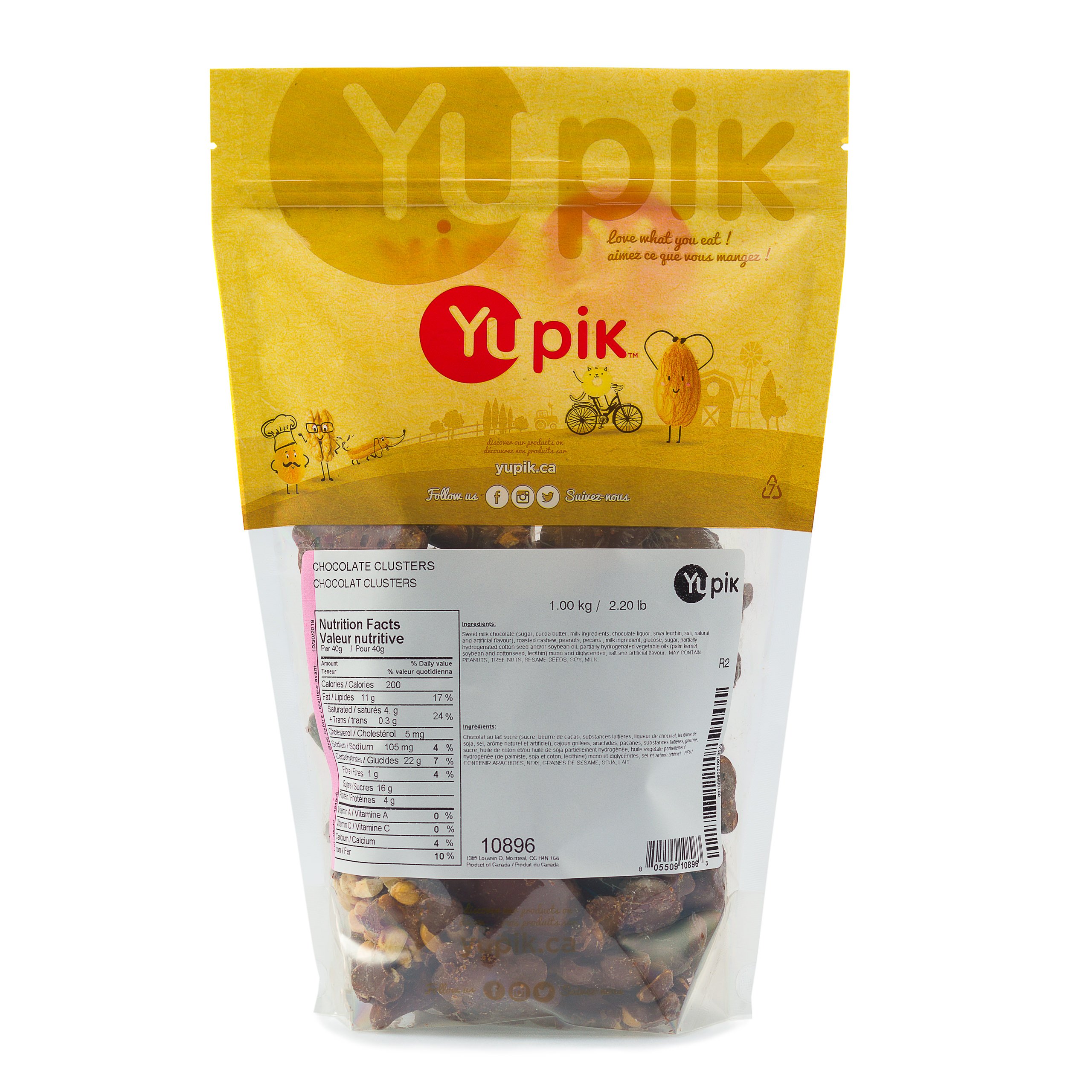 Yupik Caramel Peanut Clusters 1kg - Roasted Peanuts & Caramel in Milk Chocolate - Crunchy Sweet Snacks for Baking, Dessert Topping & Gift Giving - Perfect for Parties, Movie Nights & Holiday Treats