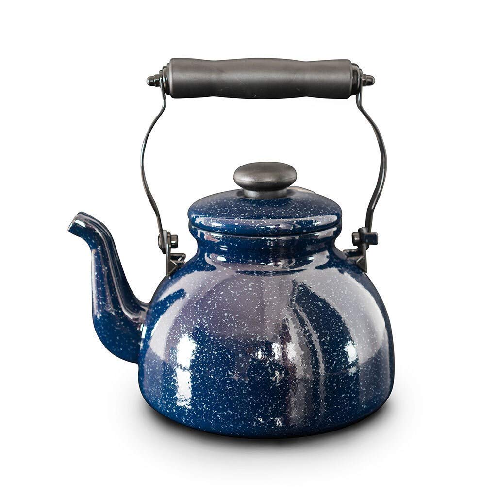 Premium Enamel Mini Black Cast Iron Teapot with Filter - 2L Capacity, Induction & Gas Stove Compatible - Starry Porcelain Design for Tea Brewing, Home Decor & Gift Giving