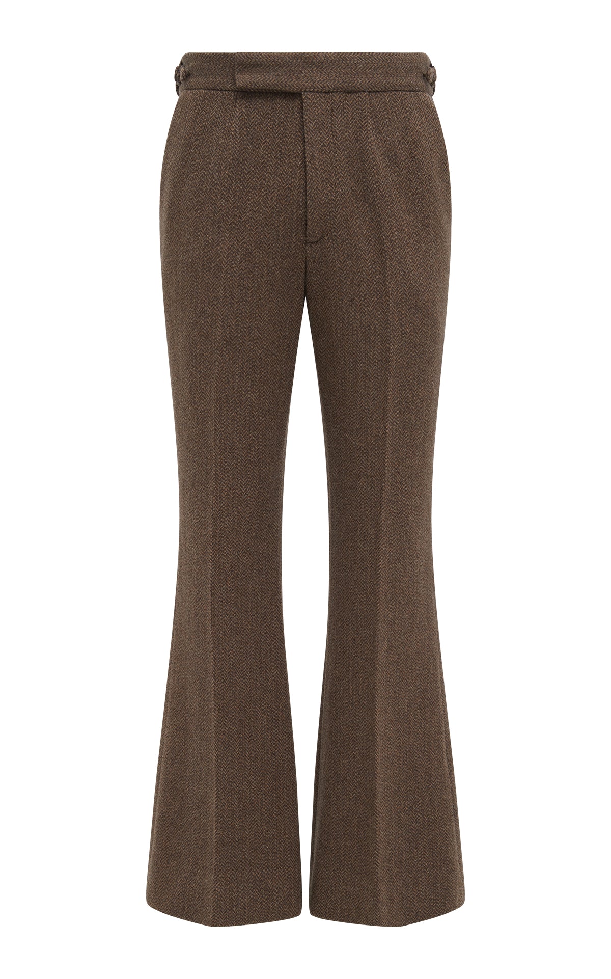 Stevie Pant in Chocolate Multi Virgin Wool Cashmere Herringbone - Women's High-Waisted Wool Blend Dress Pants for Office, Business Casual & Winter Outfits