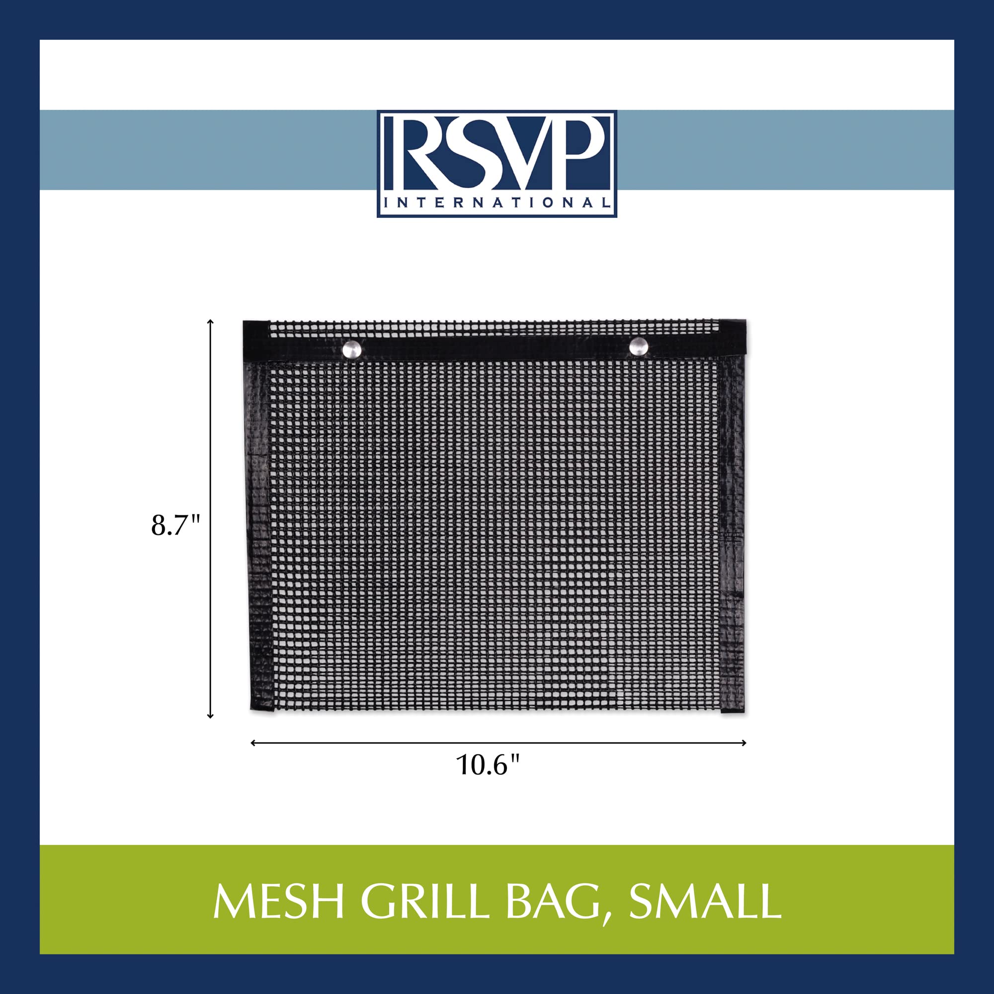 RSVP International BBQ Grill Mesh Bag - 10.75x8.75 Inch Dishwasher Safe Barbecue Accessories for Easy Cleaning | Perfect for Grilling Vegetables, Seafood & Meat at Backyard Cookouts, Camping & Picnics