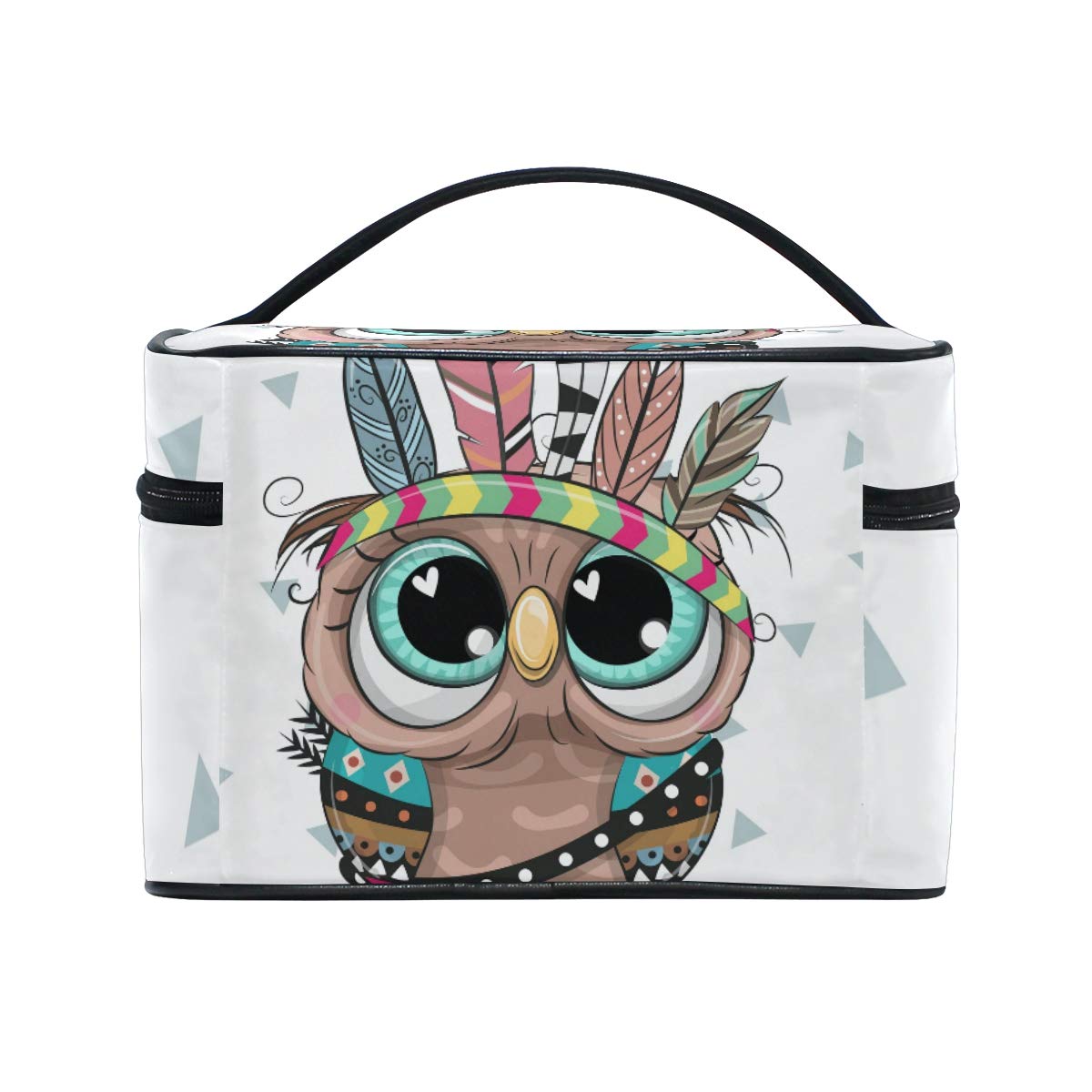 JRDD Cute Tribal Owl Cosmetic Bag - Large Capacity Makeup Organizer & Toiletry Travel Bag for Women | Perfect for Travel, Gym, and Daily Use