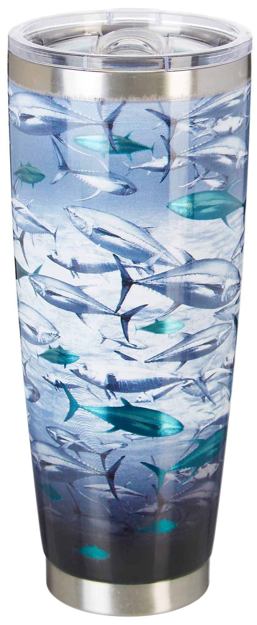 Reel Legends Stainless Steel Tuna Tumbler - 20oz Insulated Coffee Cup with Lid, Leak-Proof & Sweat-Proof - Perfect for Fishing Trips, Camping, Office & Outdoor Adventures (Grey)