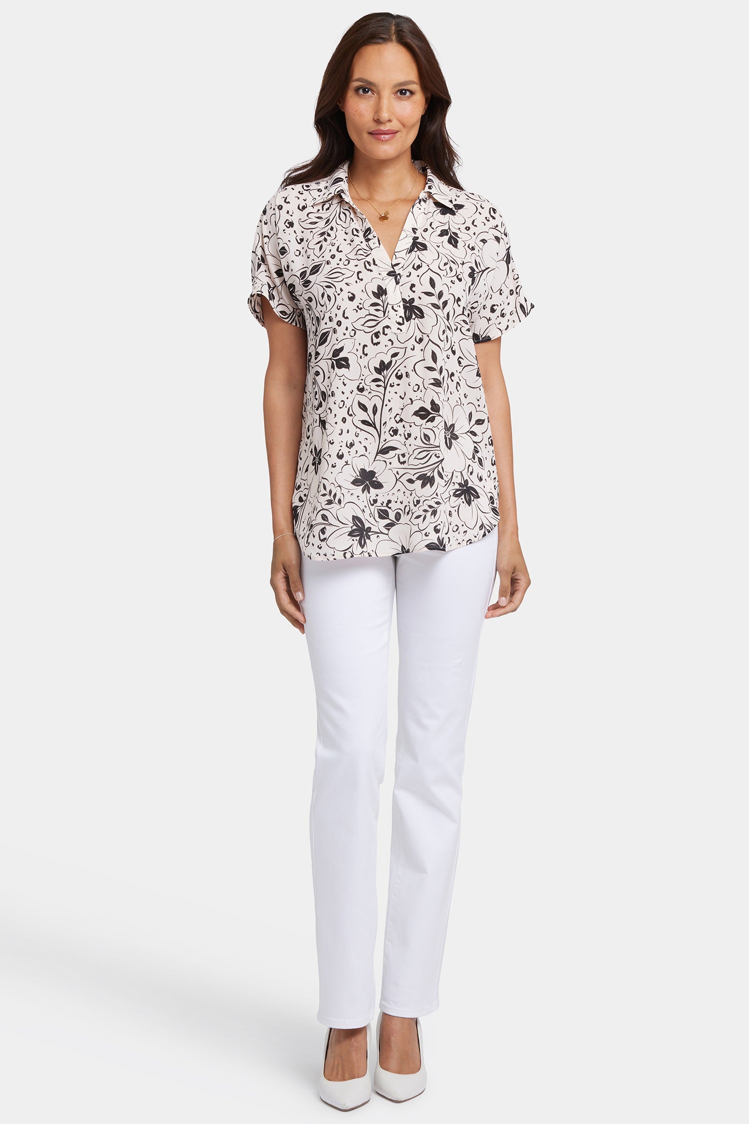 Becky Short Sleeve Blouse - Luna Flores Floral Print Top for Women | Casual Office Wear & Summer Outfits