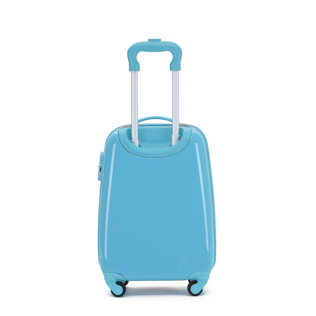 Disney Frozen DIS167 17-Inch Small 4-Wheel Hard Suitcase for Kids - Lightweight Blue Carry-On Luggage for Travel, School & Vacation