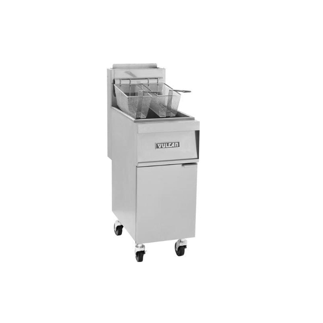 Vulcan Minivolt 45 50 lb Commercial Floor Fryer - Natural Gas, 120,000 BTU - Perfect for Restaurants, Food Trucks & Catering Businesses