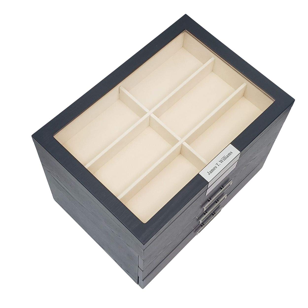 Personalized 24-Piece Large Black Wooden Eyeglass & Sunglass Display Case - 4-Tier Storage Box with Drawer | Perfect for Optical Shops, Retail Stores & Home Organization