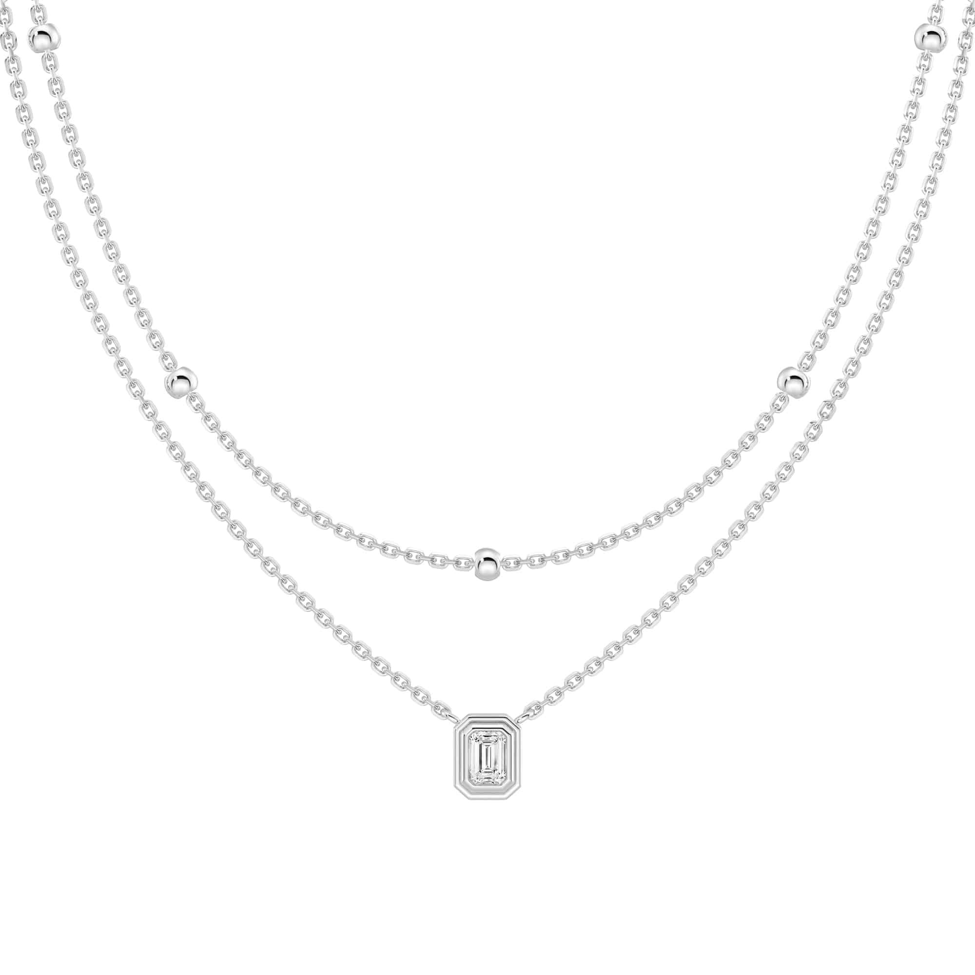 Exquisite Layered Emerald Cut Lab-Grown Diamond Necklace for Women | Elegant & Sustainable Jewelry Gift for Anniversary, Wedding, or Special Occasions