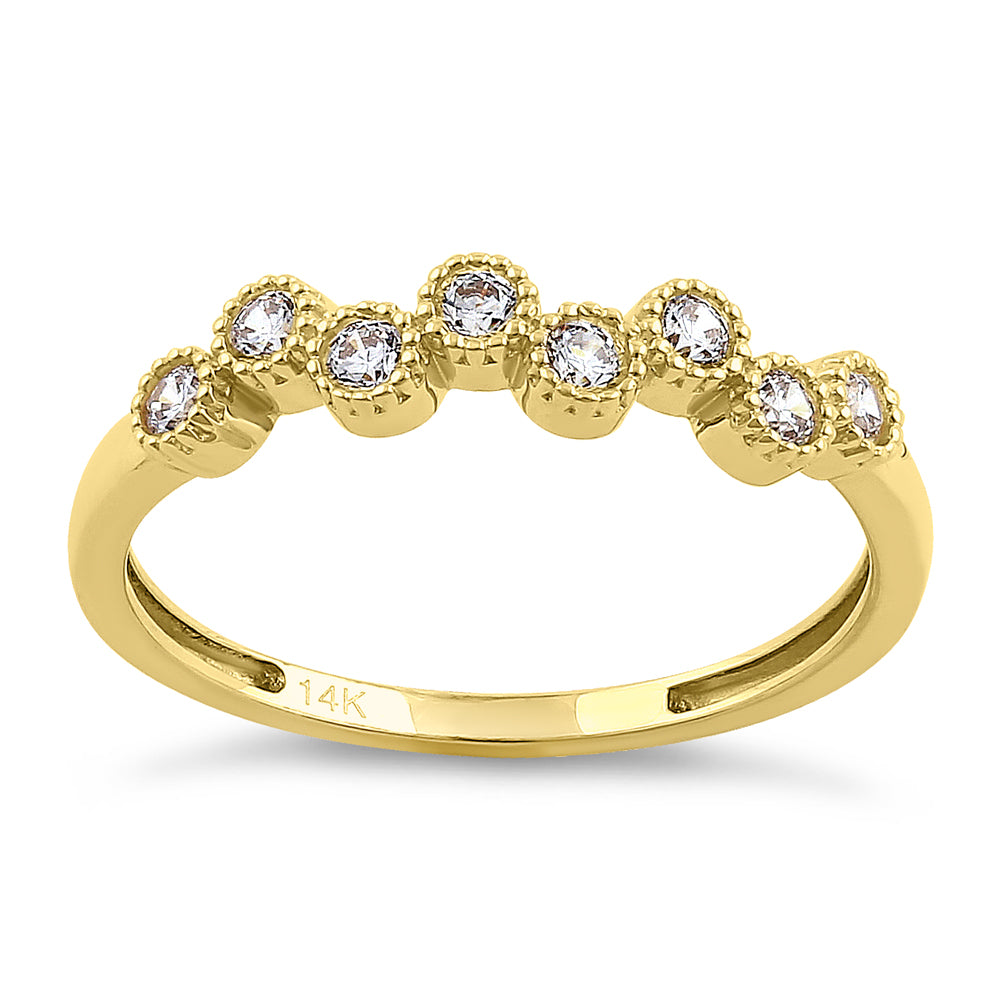 14K Yellow Gold Round Cut Cubic Zirconia Ring for Women - Elegant CZ Engagement & Wedding Band - Perfect for Anniversaries, Promises, and Special Occasions