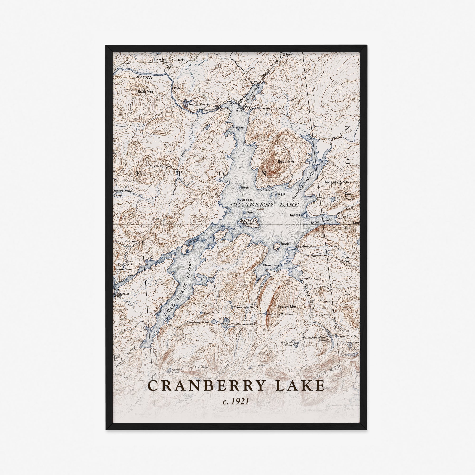 Vintage 1921 Cranberry Lake NY Topographic Map - Antique Wall Decor, Hiking & Outdoor Adventure Planning, Historical Gift for Map Collectors