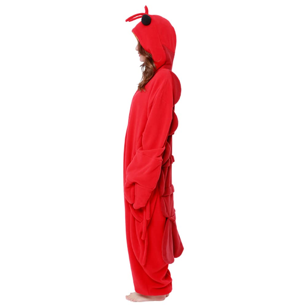 SAZAC Red Lobster Kigurumi Onesie Costume for Adults - Soft & Comfortable Animal Pajamas for Cosplay, Halloween Parties, and Loungewear