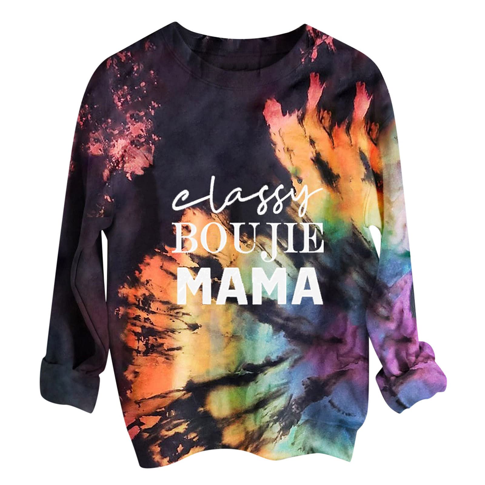 Women's Long Sleeve Loose Fit Print Hooded Sweatshirt - Casual Pullover Hoodie with Sternum Design for Streetwear & Loungewear | Perfect for Everyday Wear, Gym, and Outdoor Activities