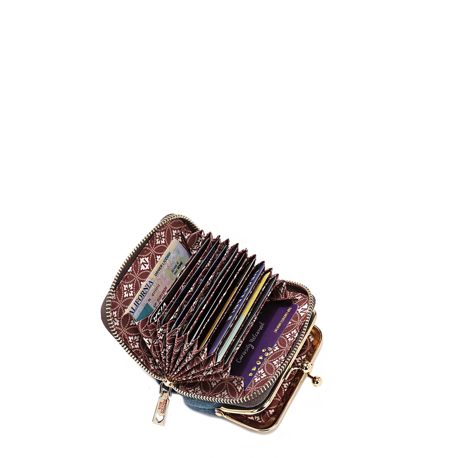 DENIM JULIA MINI WALLET - Stylish Women's Small Wallet with Card Slots & Zipper Pocket - Perfect for Everyday Use, Travel & Night Out