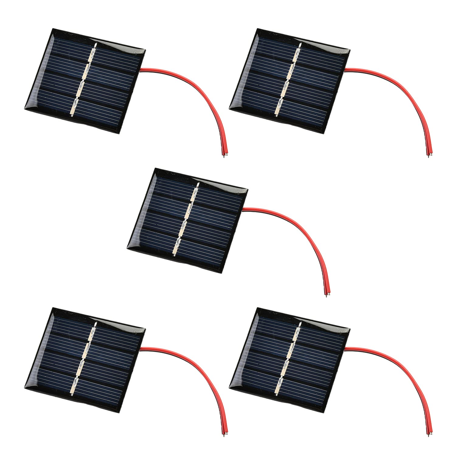 Fielect 5Pcs 2V 0.36W Mini Solar Panels - Polycrystalline Solar Cells for DIY Solar System Kits | Perfect for Solar Battery Chargers, Science Projects & Outdoor Gadgets (42.5x48.5mm)