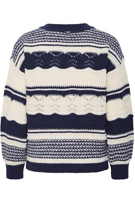 Ash V Neck Jumper (Total Eclipse Strip) - Women's Stylish Knit Sweater for Casual Wear & Fall Fashion