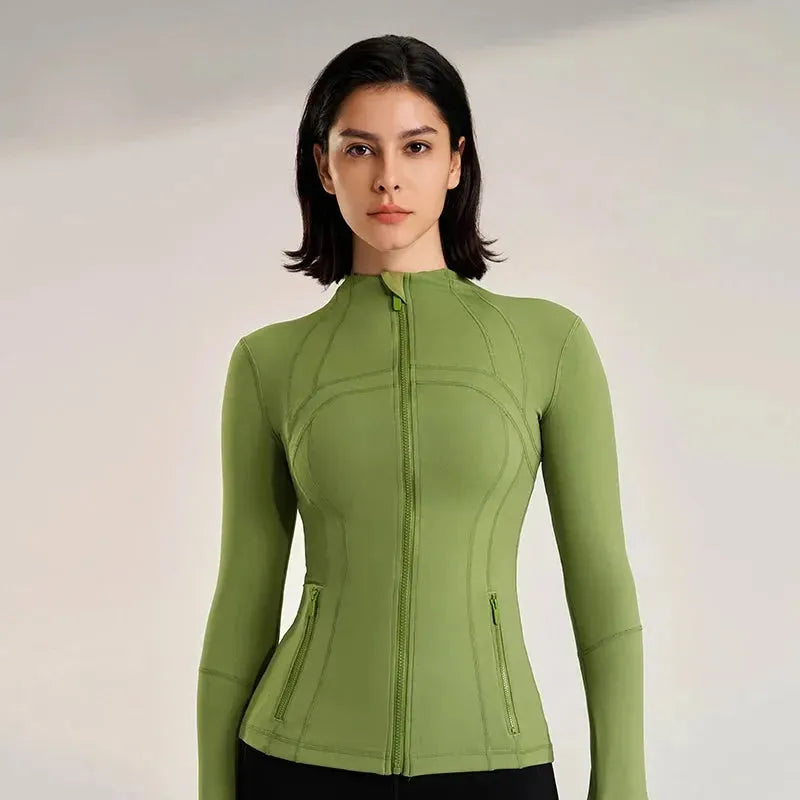 2024 Women's Slim Fit Collar Jacket - Quick Dry Breathable Long Sleeve Sports Jacket for Yoga, Running & Gym Workouts - Perfect for Fitness Training & Outdoor Activities