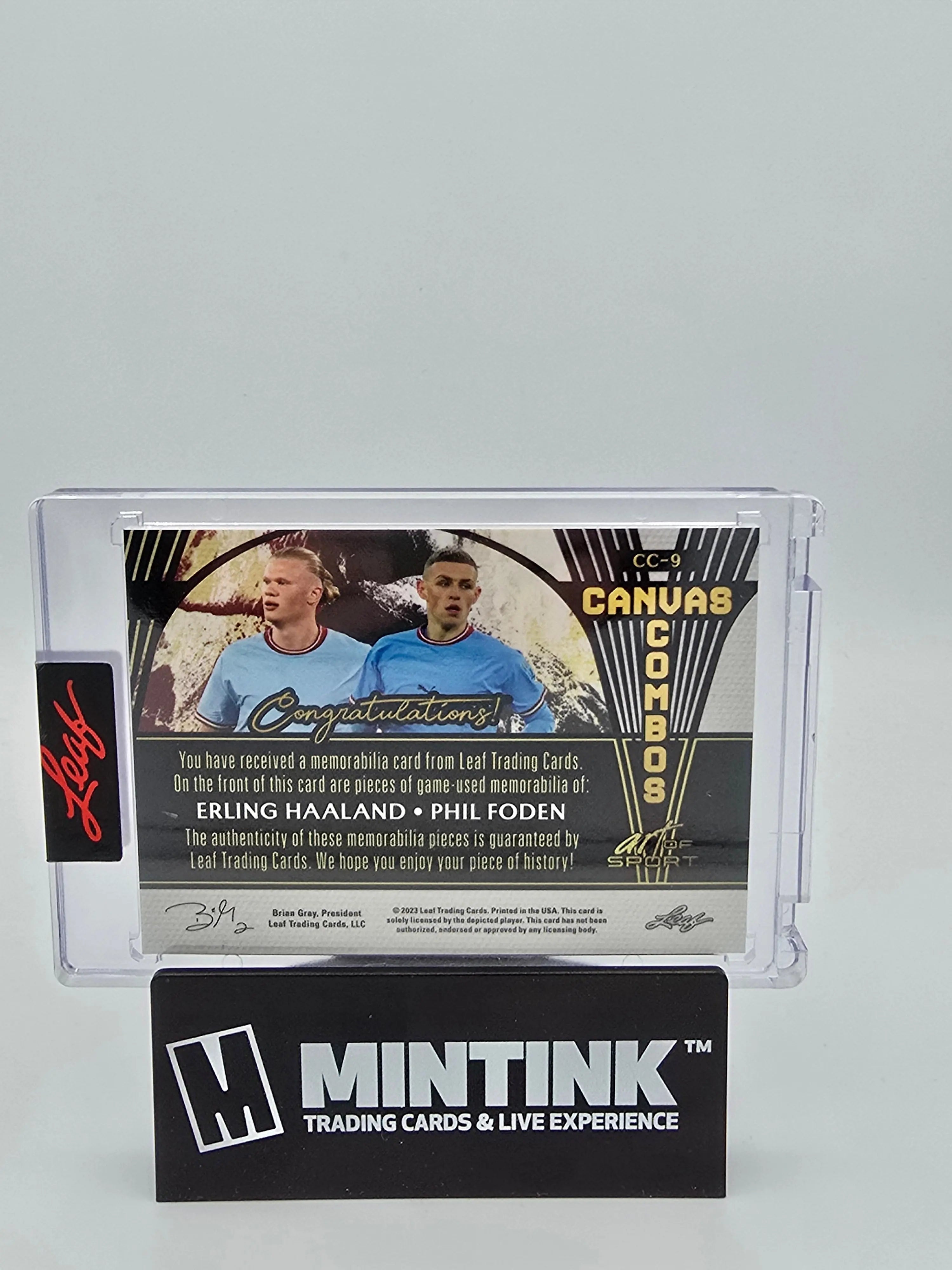2023 Leaf Art of Sport Soccer Dual Patches Canvas Combos Erling Haaland & Phil Foden /35 - Perfect for Soccer Fans, Collectors, and Home Decor