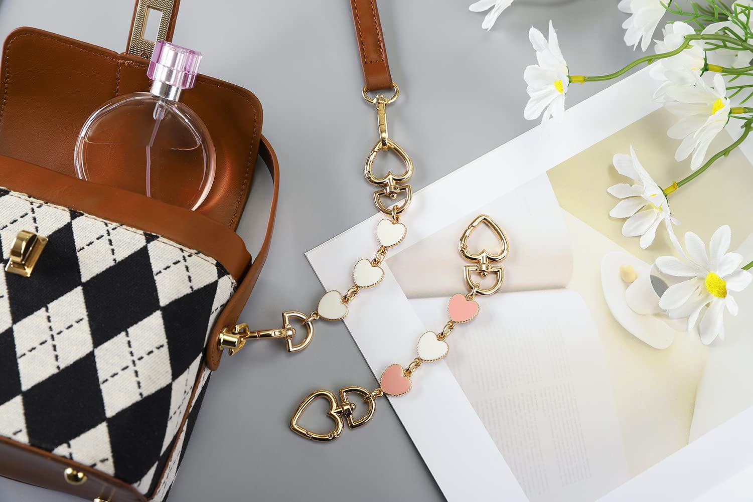 Purse Strap Extender Chain - Adjustable Bag Extender Replacement Strap with Charms for Handbag DIY Accessories | Perfect for Customizing Purses, Totes & Crossbody Bags