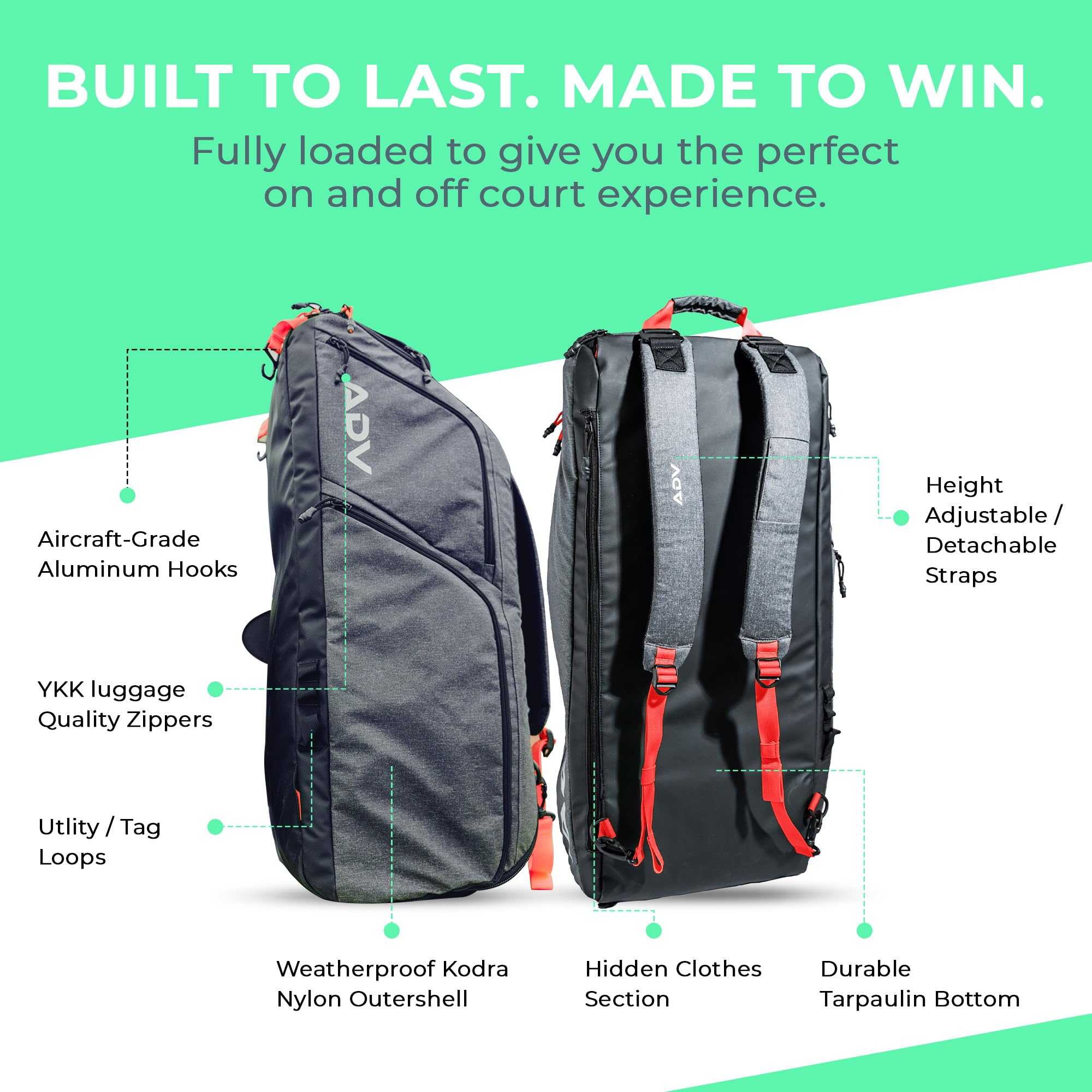 ADV Pro Tennis Bag V3 - Premium Tennis Racquet Backpack with Cooler Pocket, Ventilated Shoe Compartment & Sweat-Proof Storage | Perfect for Men & Women Players | Ideal for Tournaments, Practice & Gym Use