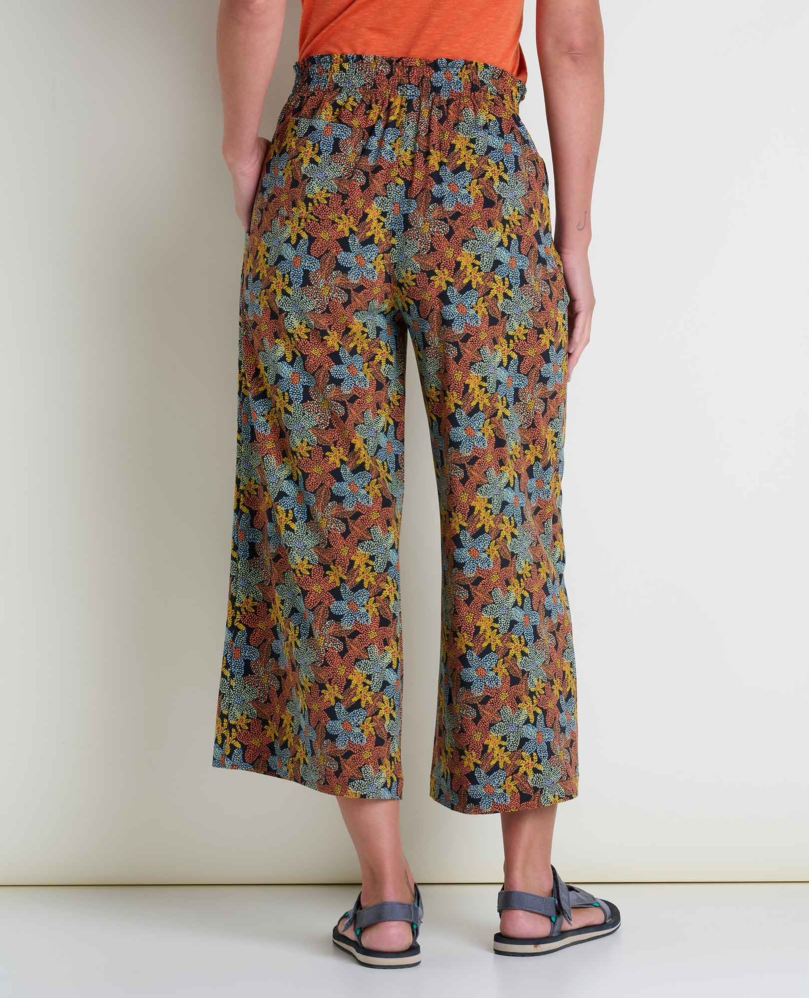 Sunkissed Wide Leg Pants for Women - Black Floral Dot Print High Waisted Palazzo Trousers | Perfect for Summer, Beach Vacations & Boho Fashion Outfits