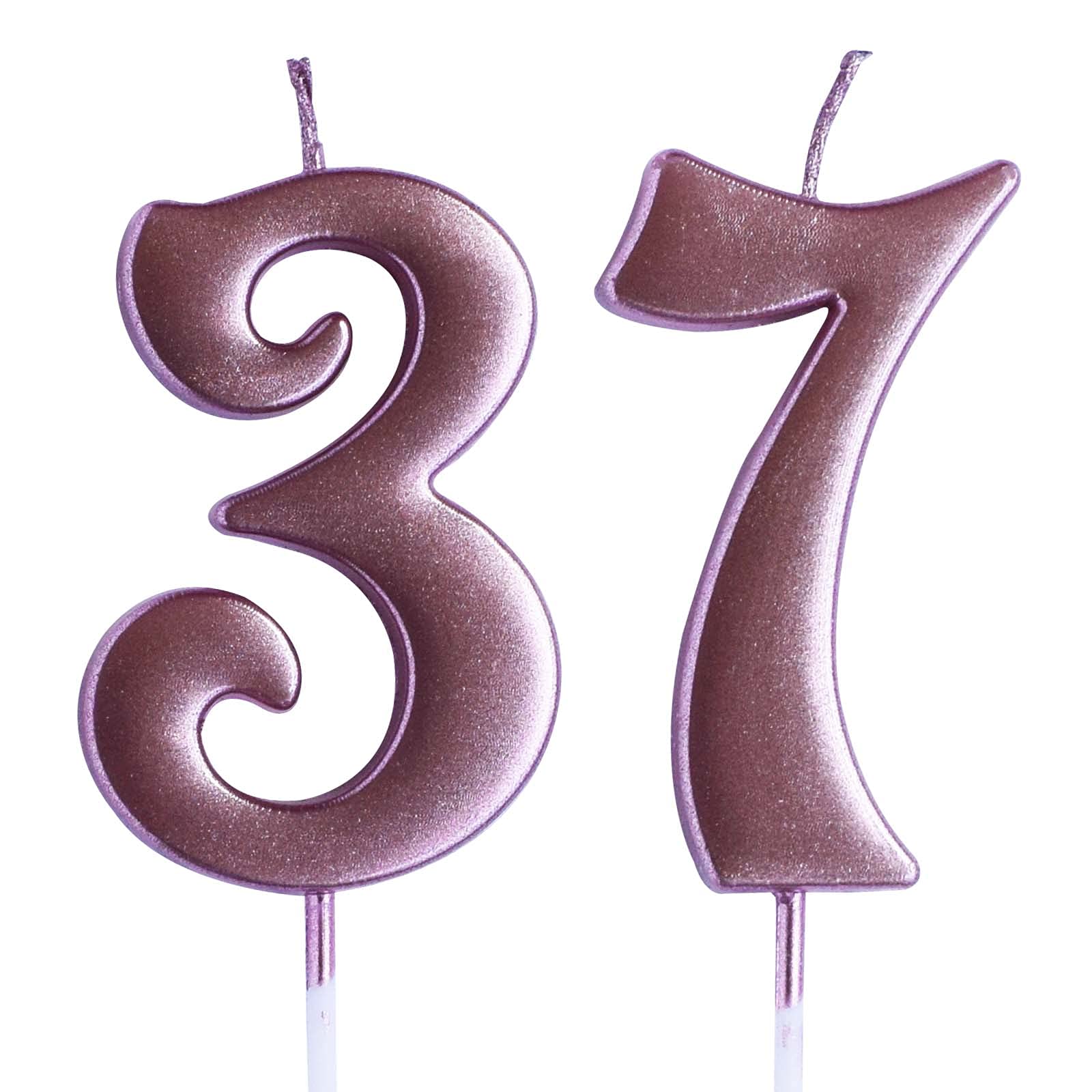 37th Birthday Cake Candle - Rose Gold Number 37 Candle Topper for Women & Men | Party Decorations & Supplies | Perfect for Birthday Cakes, Cupcakes & Celebration Decor