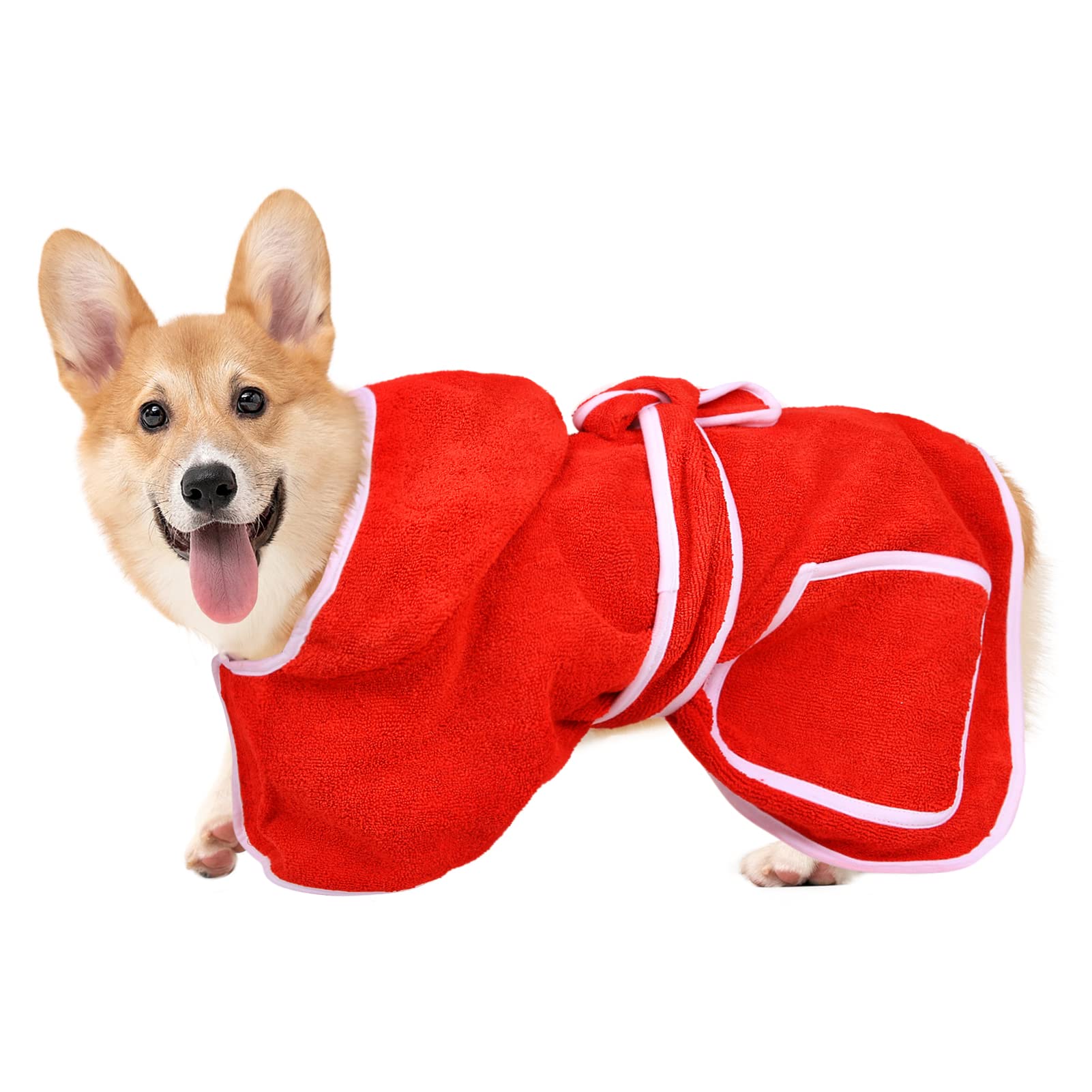 Phyxin Dog Bathrobe - Quick Drying Absorbent Pet Grooming Towel for Dogs & Cats, Post-Bath Drying Coat, Swimming Pool Towel for Pets - Perfect for Bath Time, Grooming & Pool Days