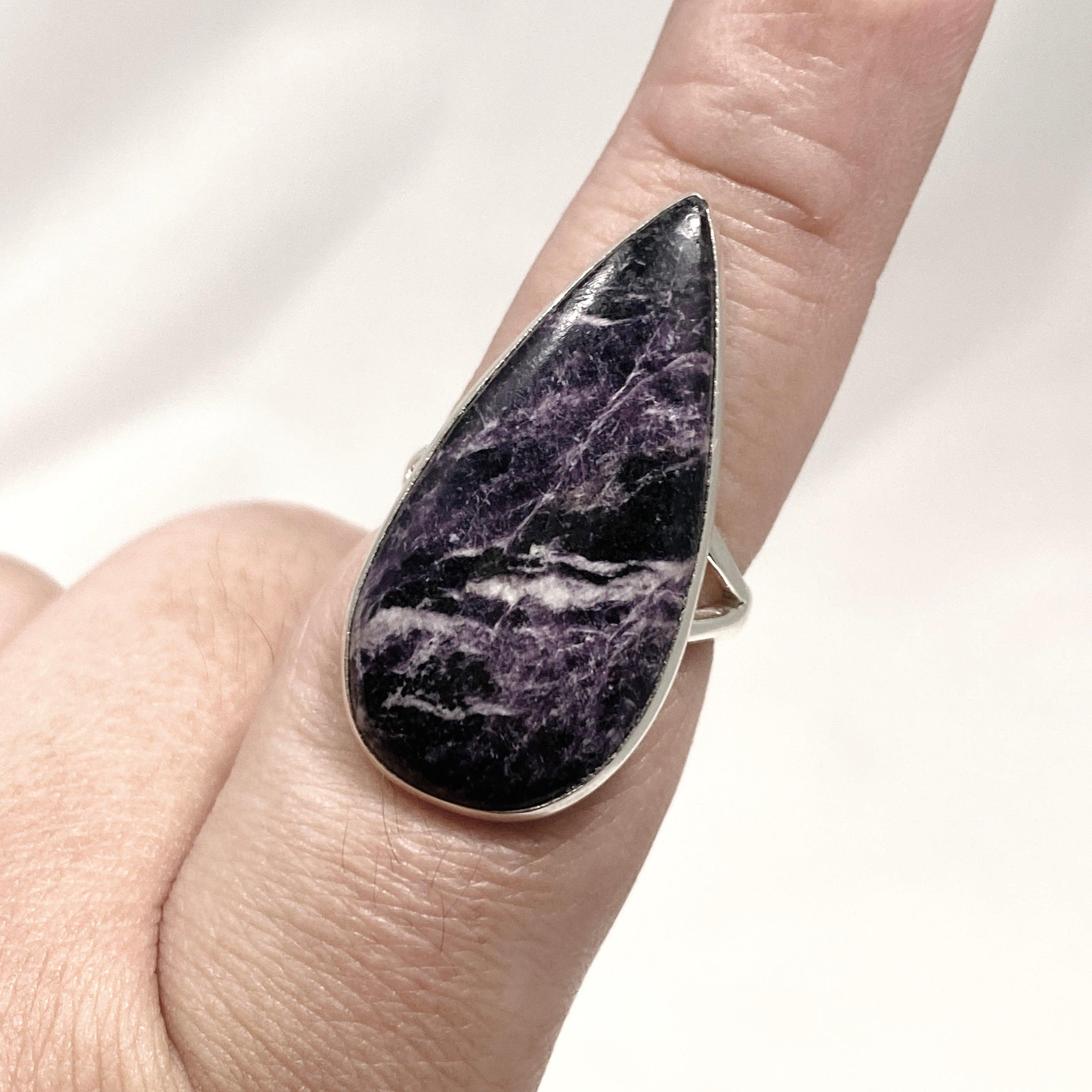 Kammererite Teardrop Split Band Ring for Women - Size 9 KRGJ3143 | Elegant Purple Stone Jewelry for Parties, Weddings & Special Occasions
