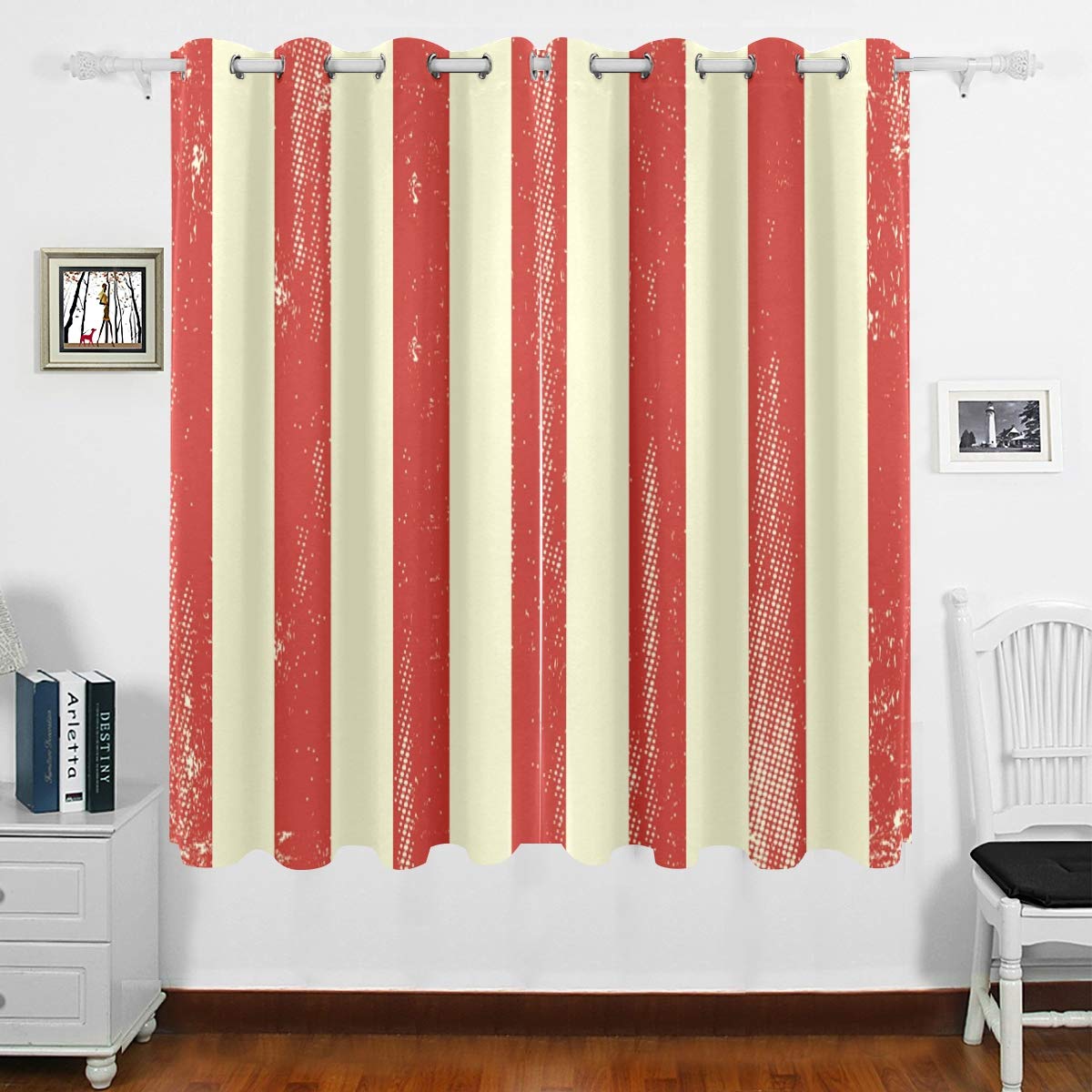 DOMIKING Blackout Curtains - American Grunge Flag Thermal Insulated Room Darkening Drapes for Bedroom & Living Room (63x55 Inches) | Noise Reducing & Energy Saving Window Treatment for Home Decor
