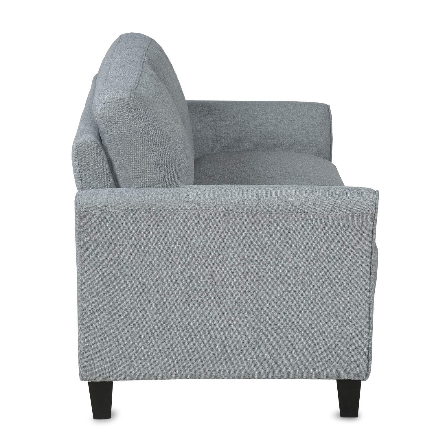 Rockjame Upholstered Fabric Sofa with Sturdy Hardwood Frame - Comfortable Living Room Couch for Bedroom, Office, Apartment & Dorm | Perfect for Small Spaces & Studio Apartments (Gray)