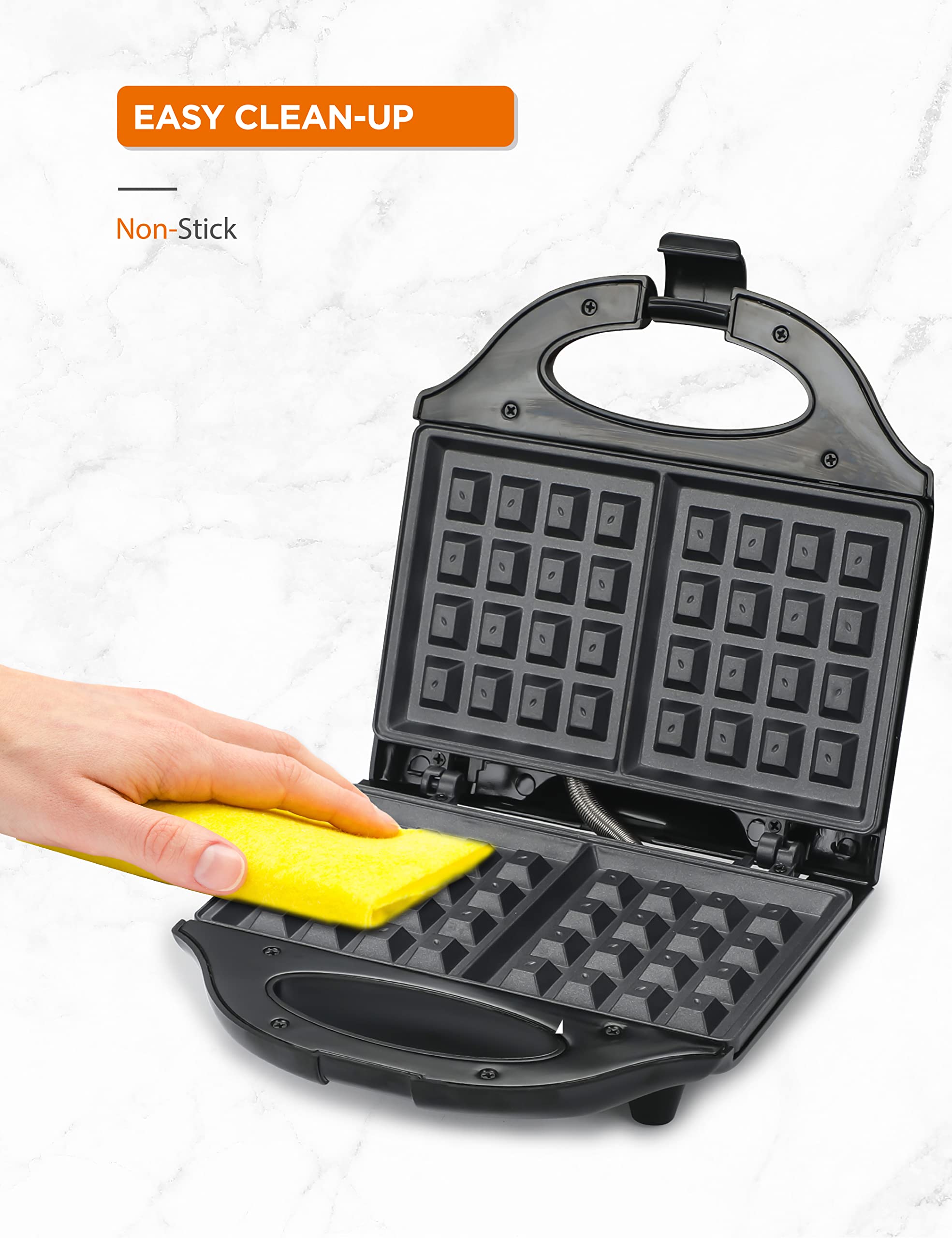 Commercial Chef Waffle Maker - Nonstick Mini Electric Waffle Iron with Cool Touch Housing & Power Light, Easy to Clean - Perfect for Breakfast Waffles, Pancakes, Sandwiches & Quick Snacks at Home, Office or Cafes