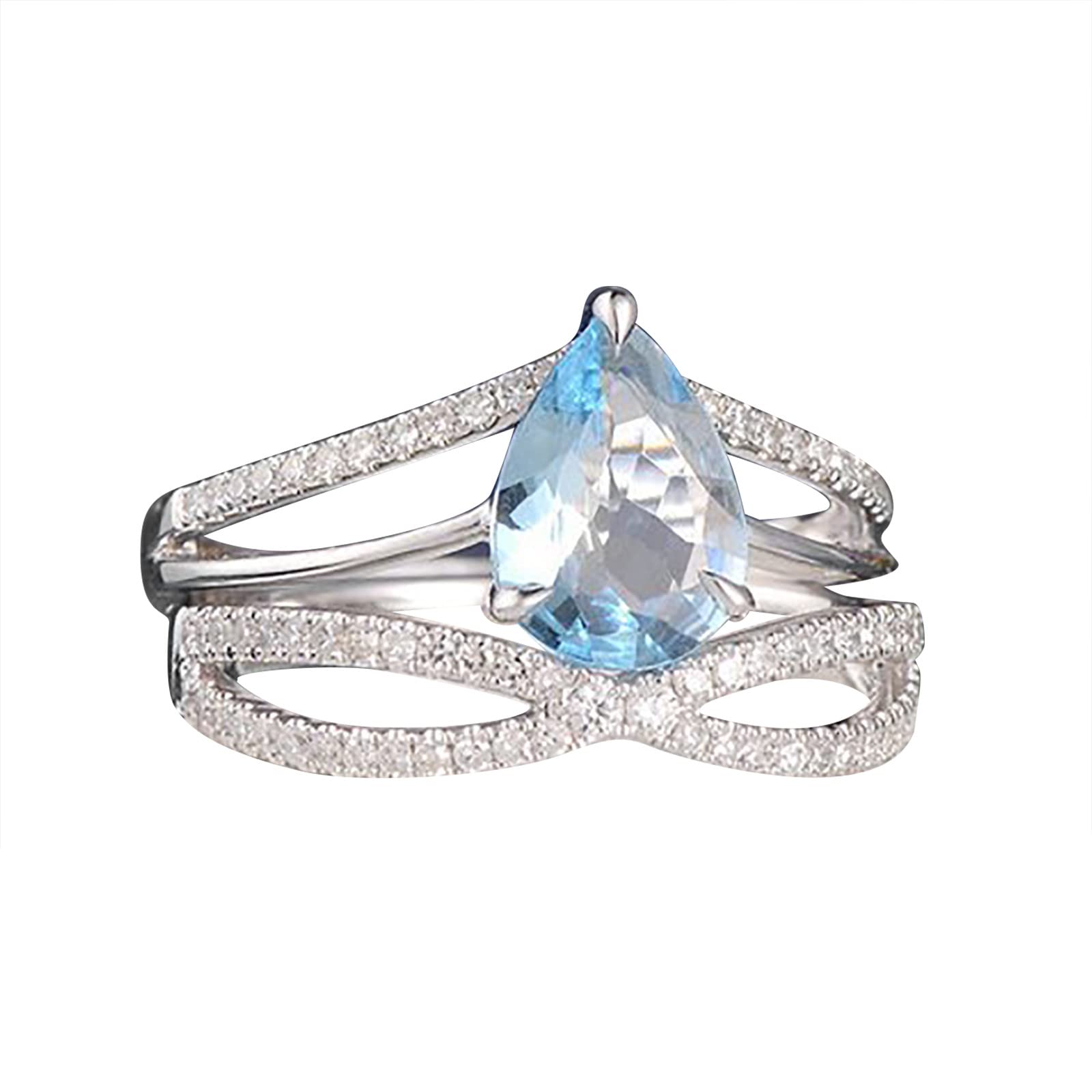 Exquisite Diamond Soccer Rings for Women – Elegant Rhinestone Jewelry with Blue Zircon, Fashion Statement Piece (Light Blue, Size 7) | Perfect for Soccer Fans, Game Days, and Special Occasions